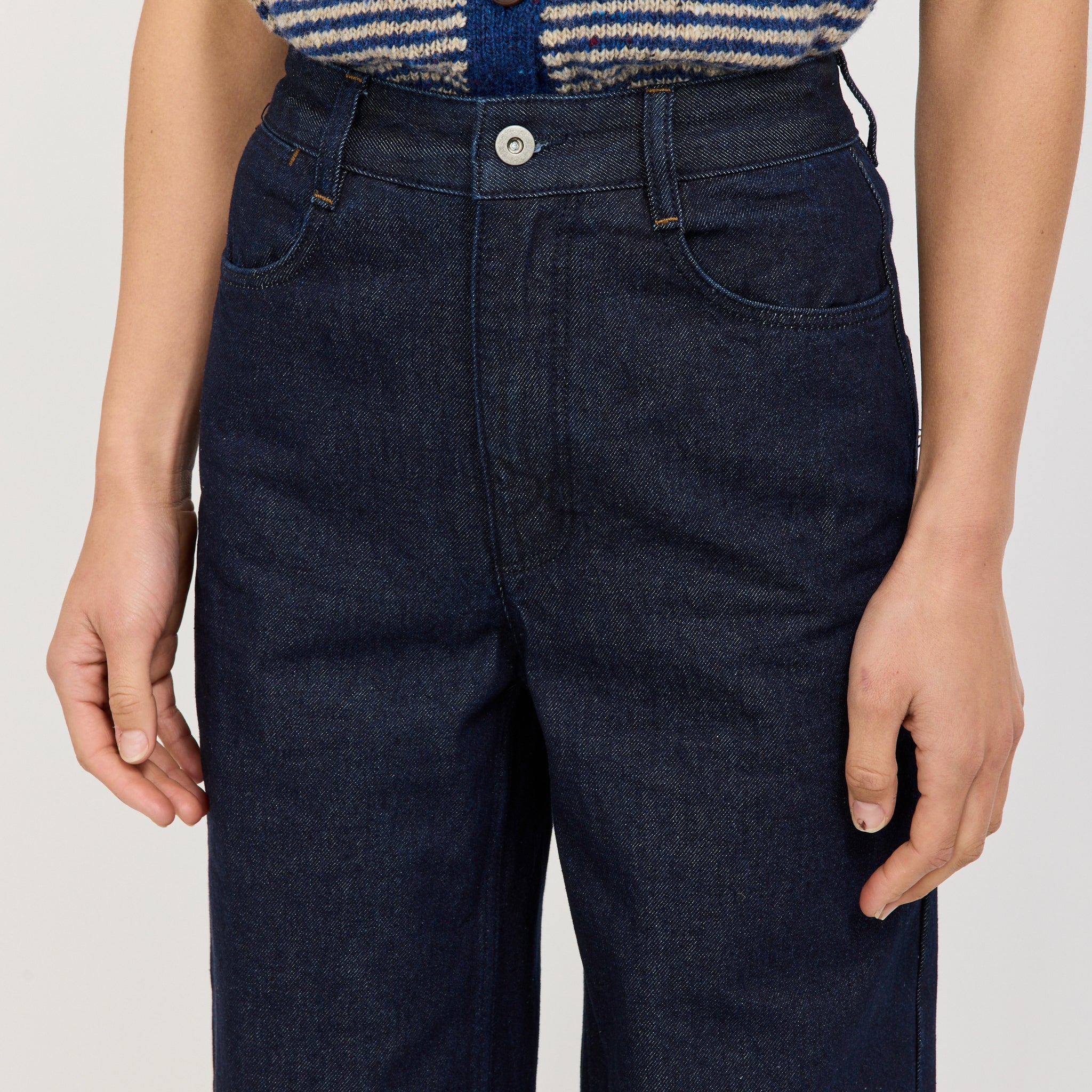 Wide Leg Denim Trousers Indigo