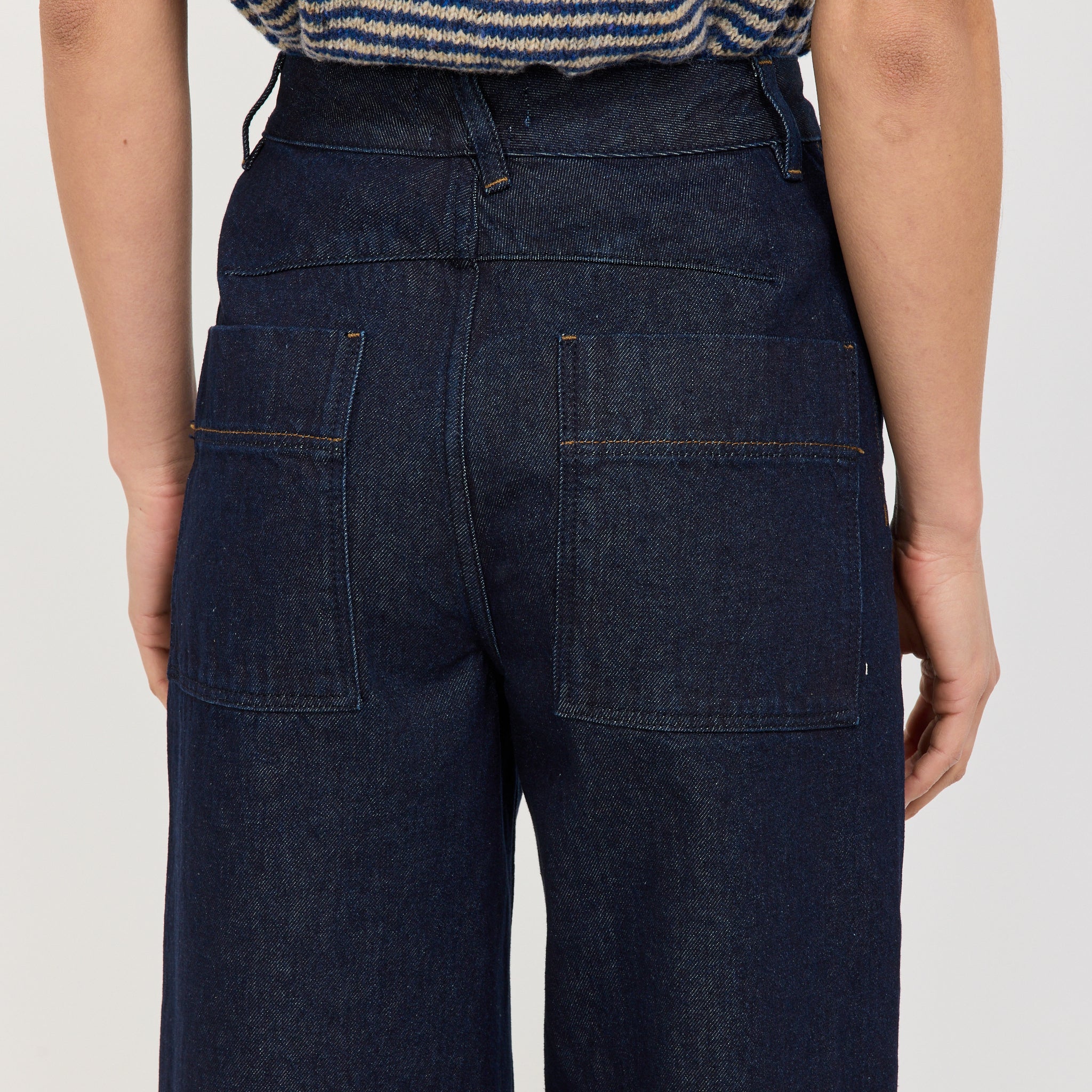 Wide Leg Denim Trousers Indigo