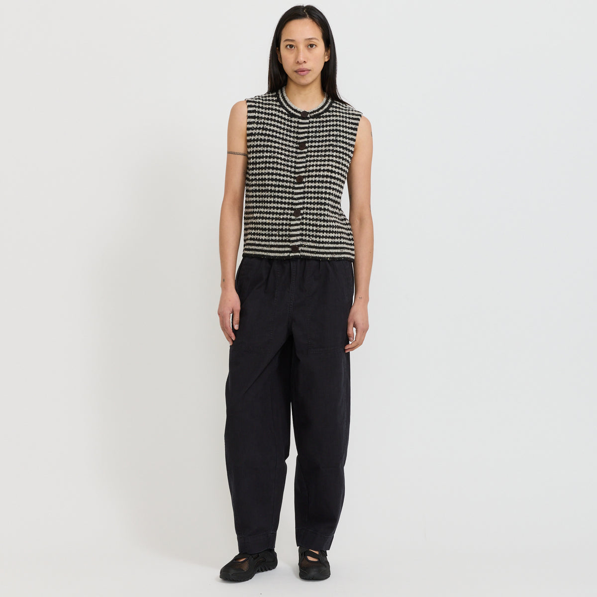 Cotton Twill Pull On Trousers Blue Black