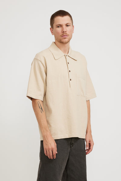 Universal Works | Pullover Knit Shirt Eco Cotton Ecru Melange | Maplestore