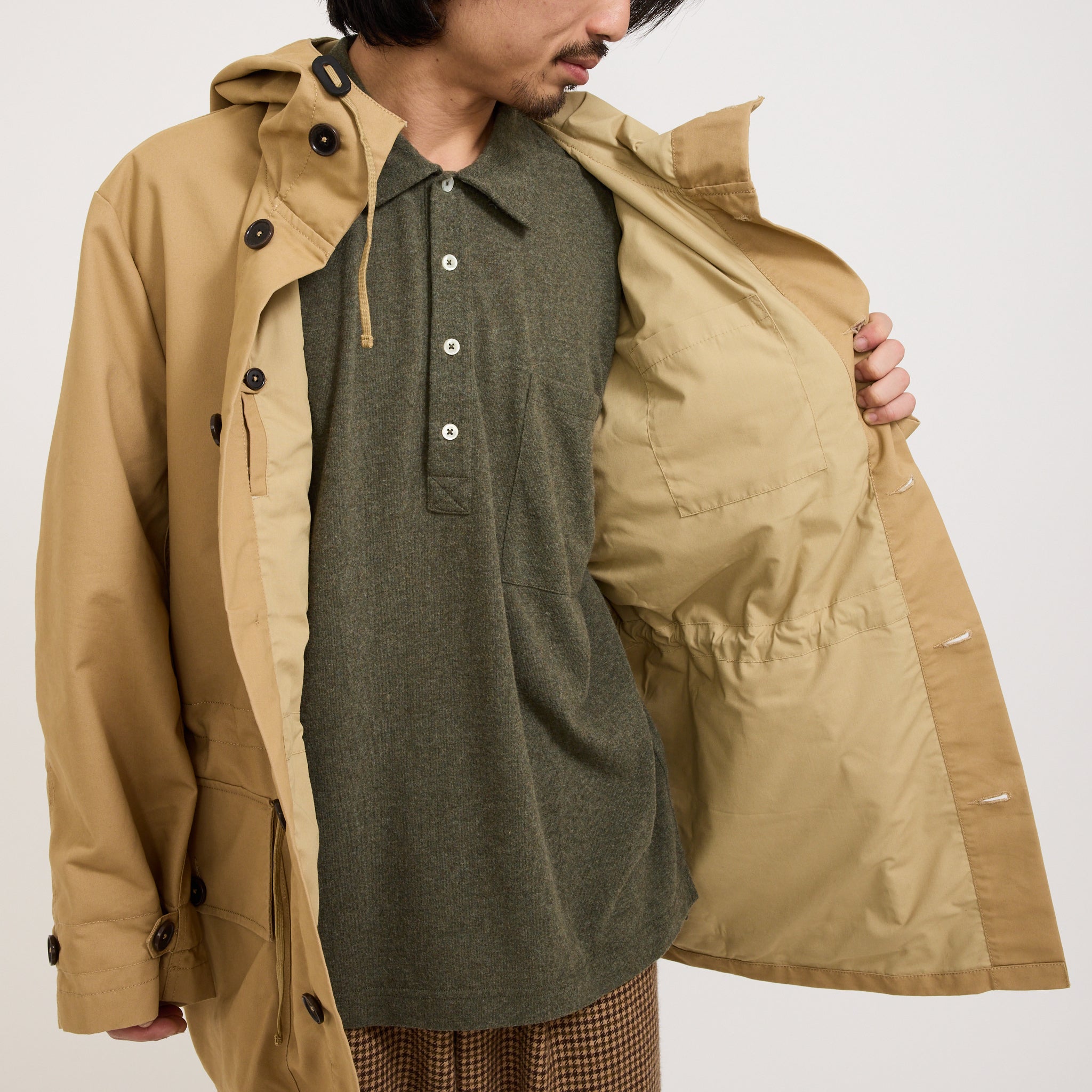 Universal Works | Boston Parka Brushed Polytech Sand | Maplestore