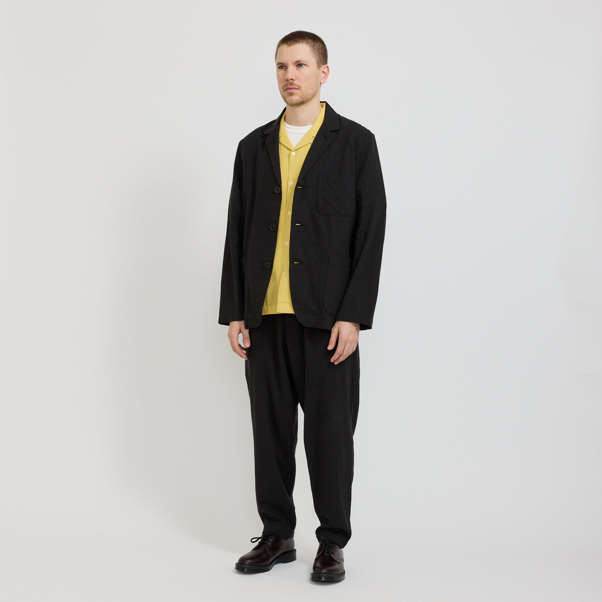 Three Button Jacket Fine Linen Mix Charcoal