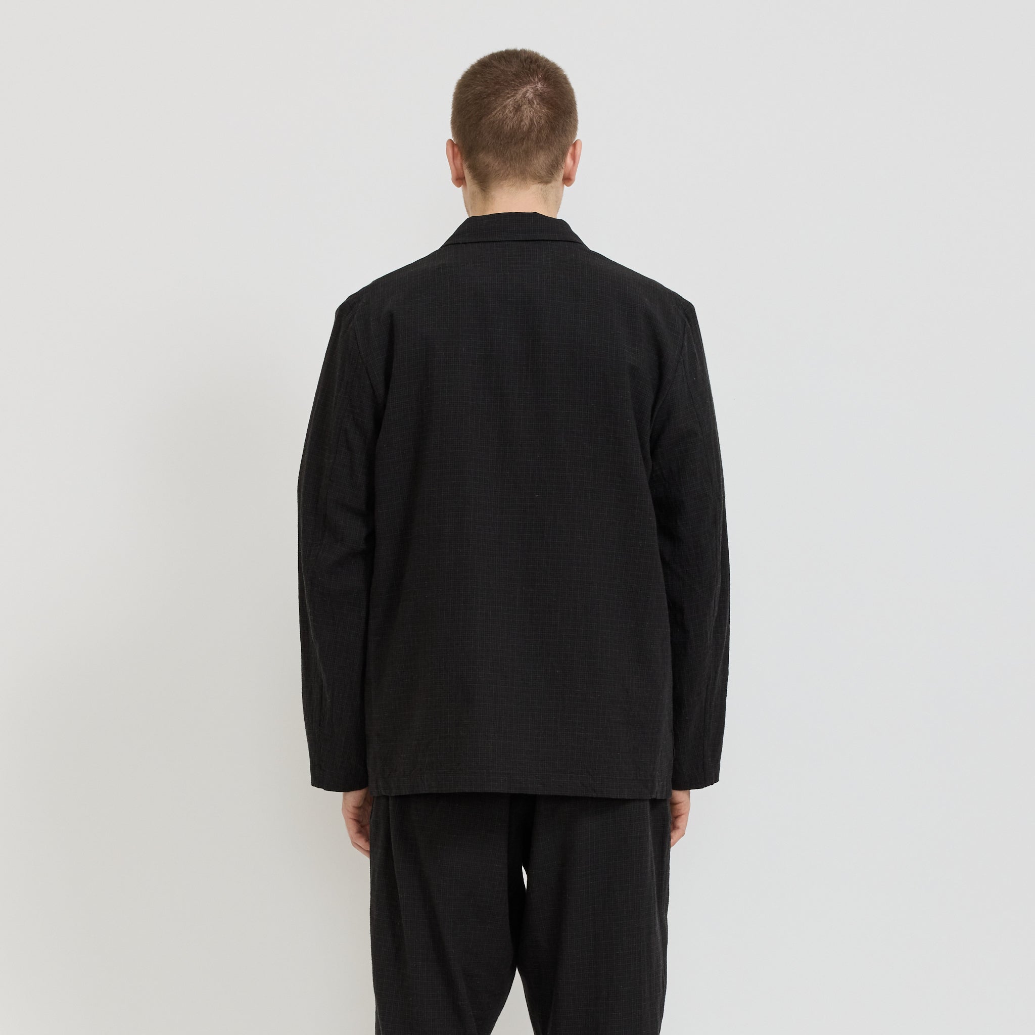 Three Button Jacket Fine Linen Mix Charcoal