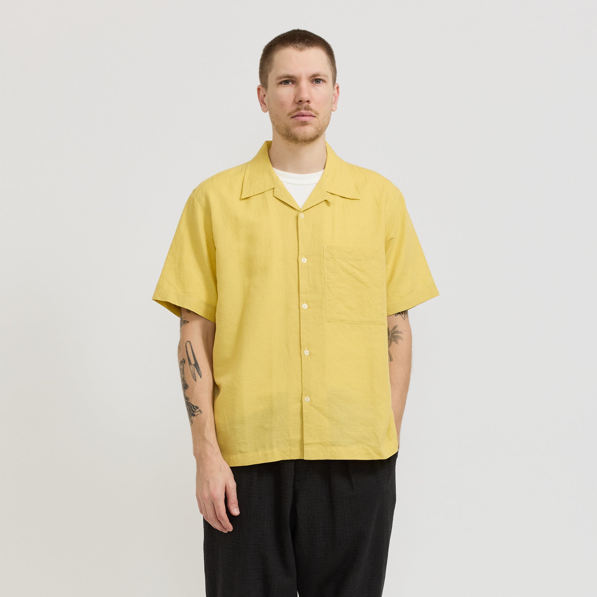 Camp Shirt Linen Cotton Shirting Lemon