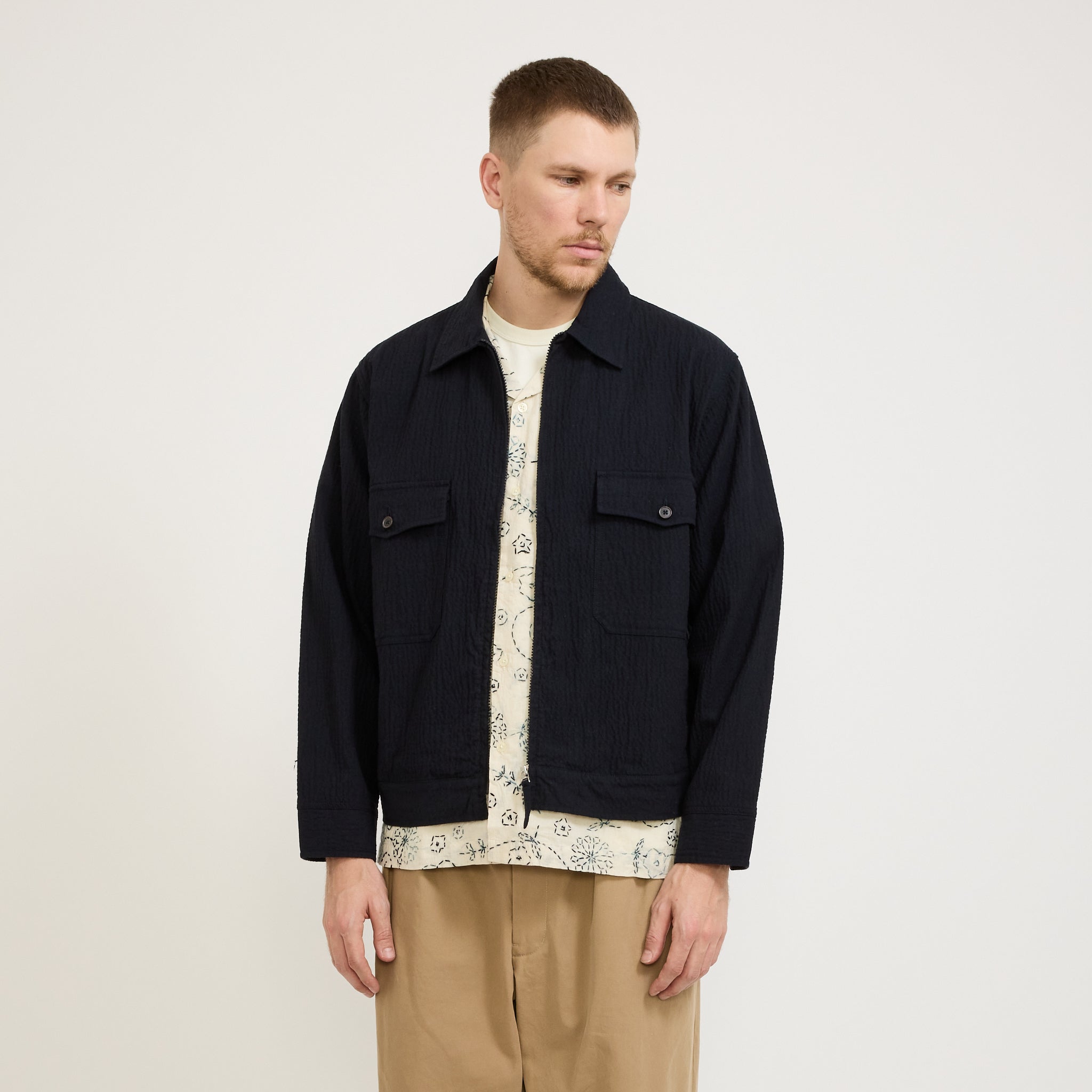 Universal Works | E130 Jacket Ospina Cotton Dark Navy | Maplestore