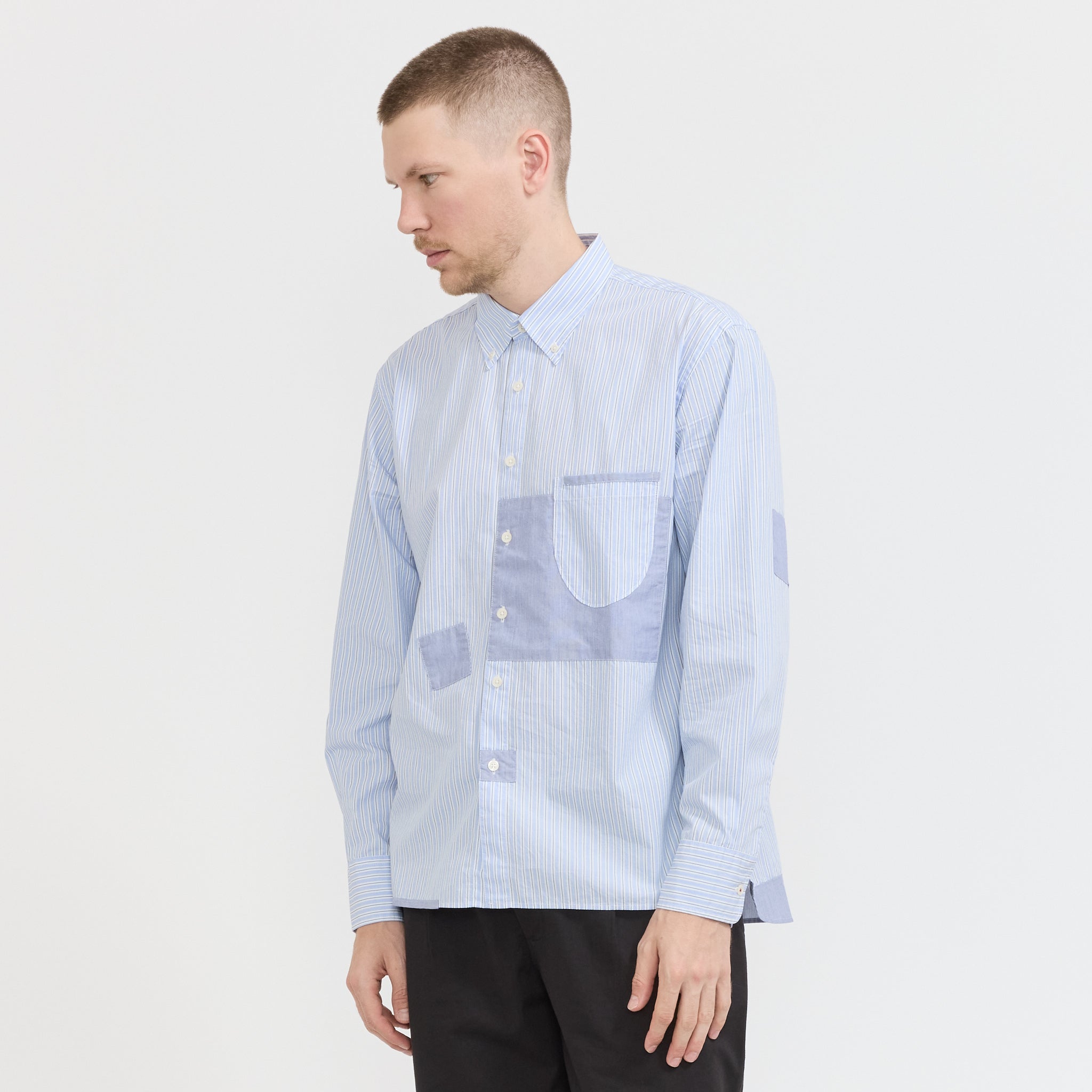 Patched Lazy Day Shirt Office Stripe Blue