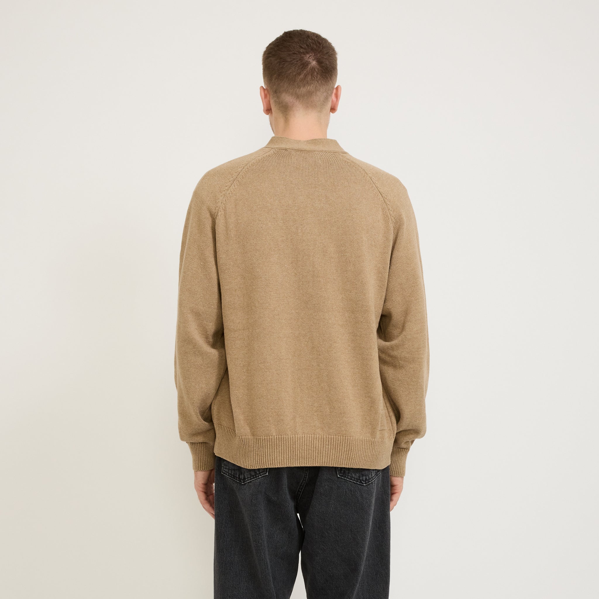 Universal Works | Pocket David Cardigan Cotton Knit Sand | Maplestore