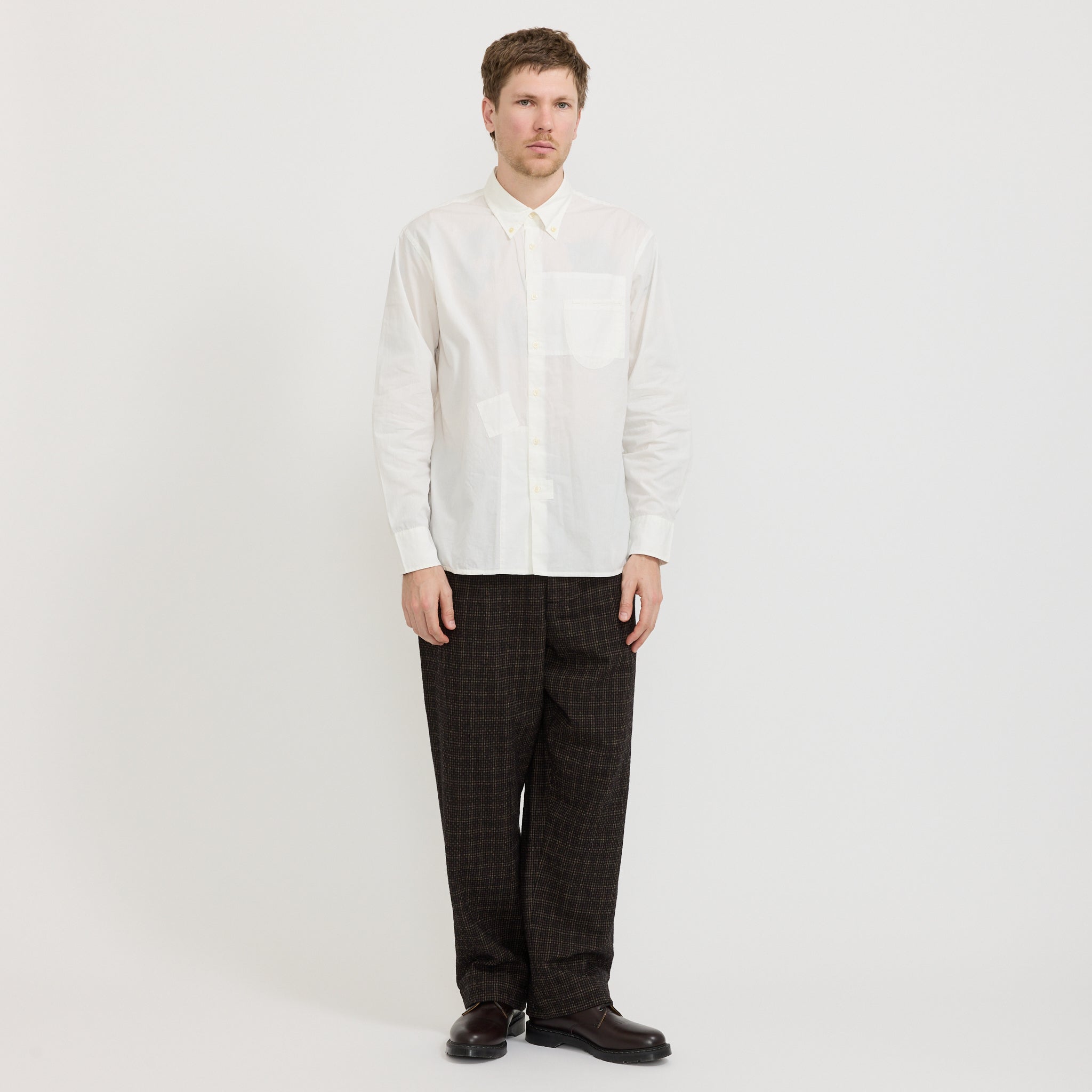 Patched Lazy Day Shirt Poplin White