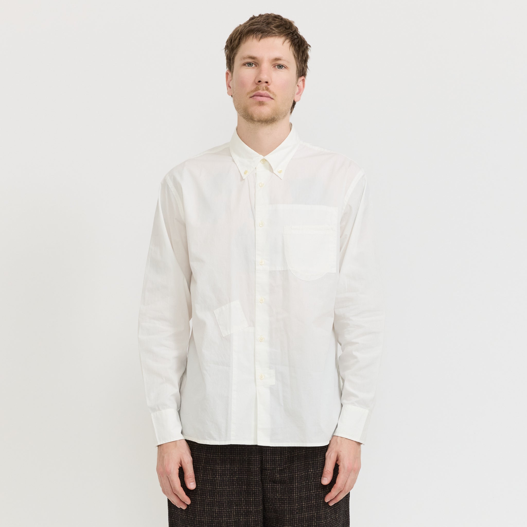 Patched Lazy Day Shirt Poplin White