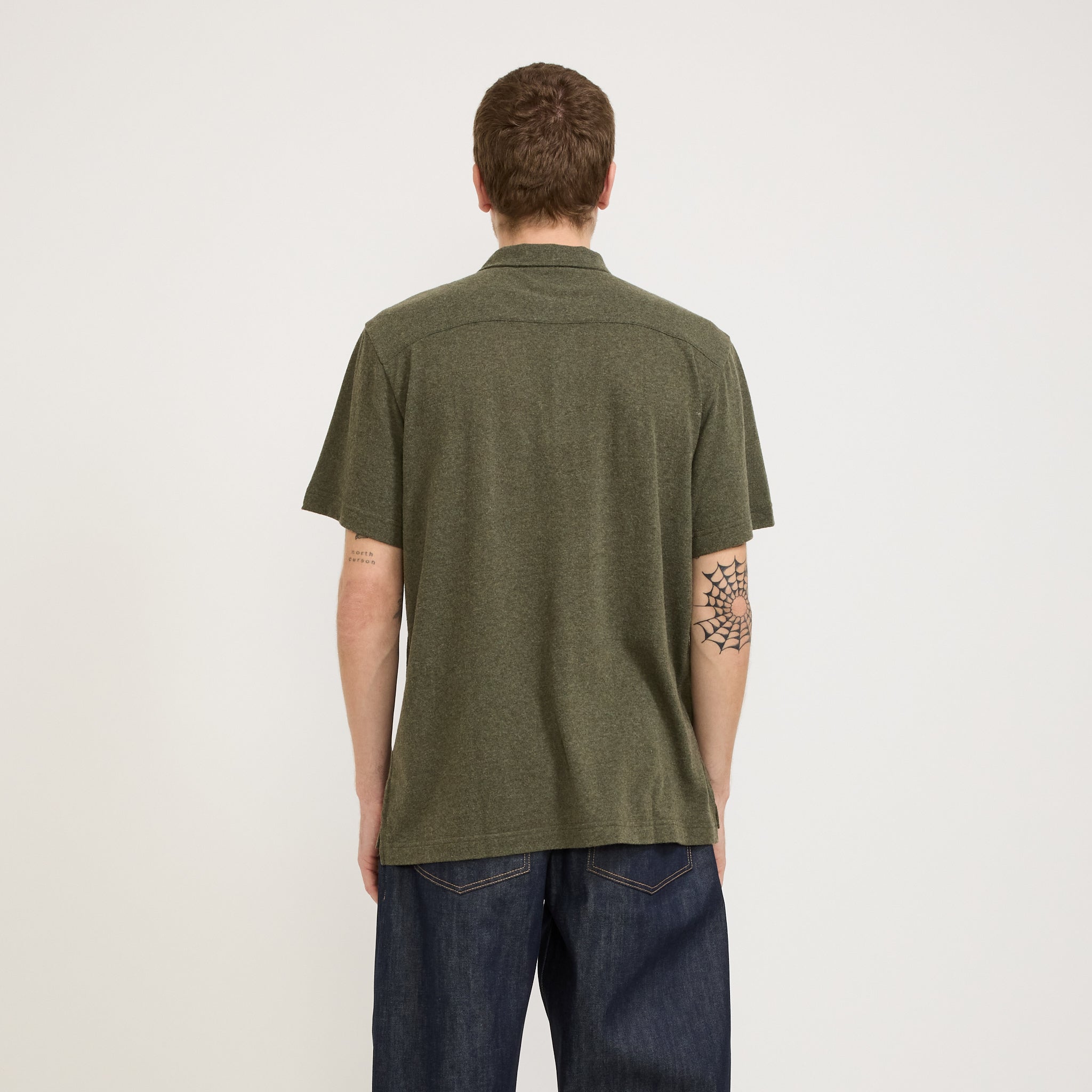 Universal Works | Pullover SS Shirt Olive Recycled Wool Mix | Maplestore
