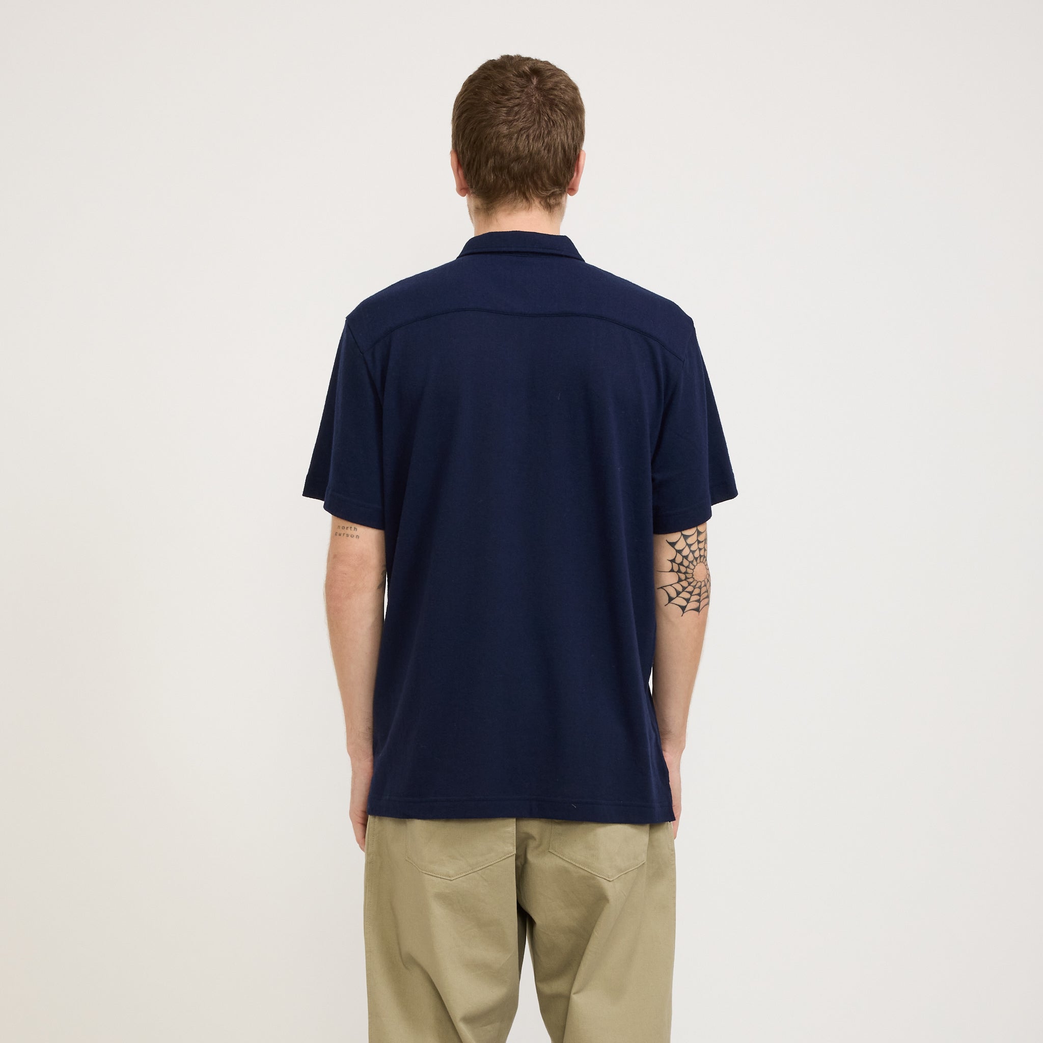 Universal Works | Pullover SS Shirt Navy Recycled Wool Mix | Maplestore