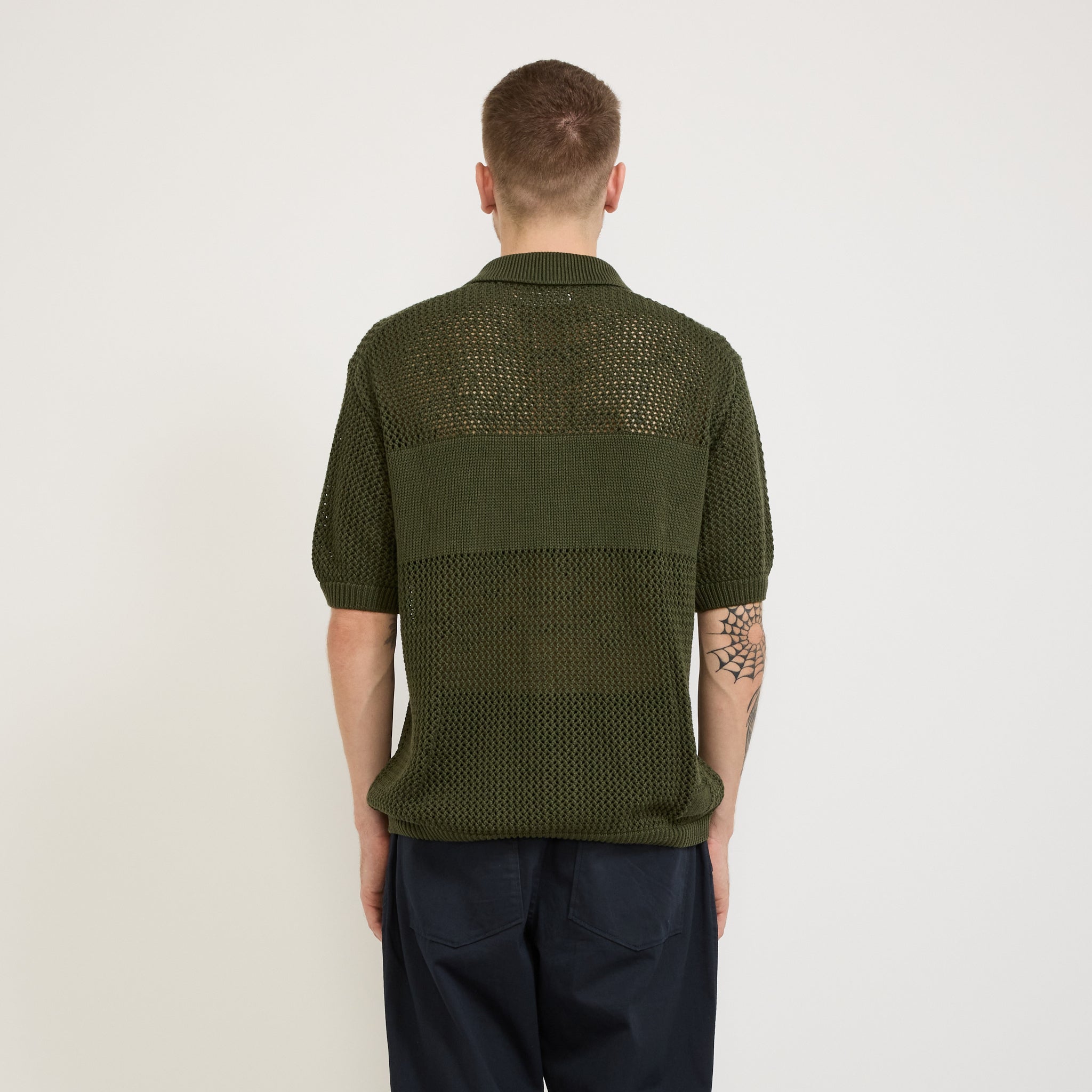 Universal Works | S/S Knit Shirt Open Knit Olive | Maplestore