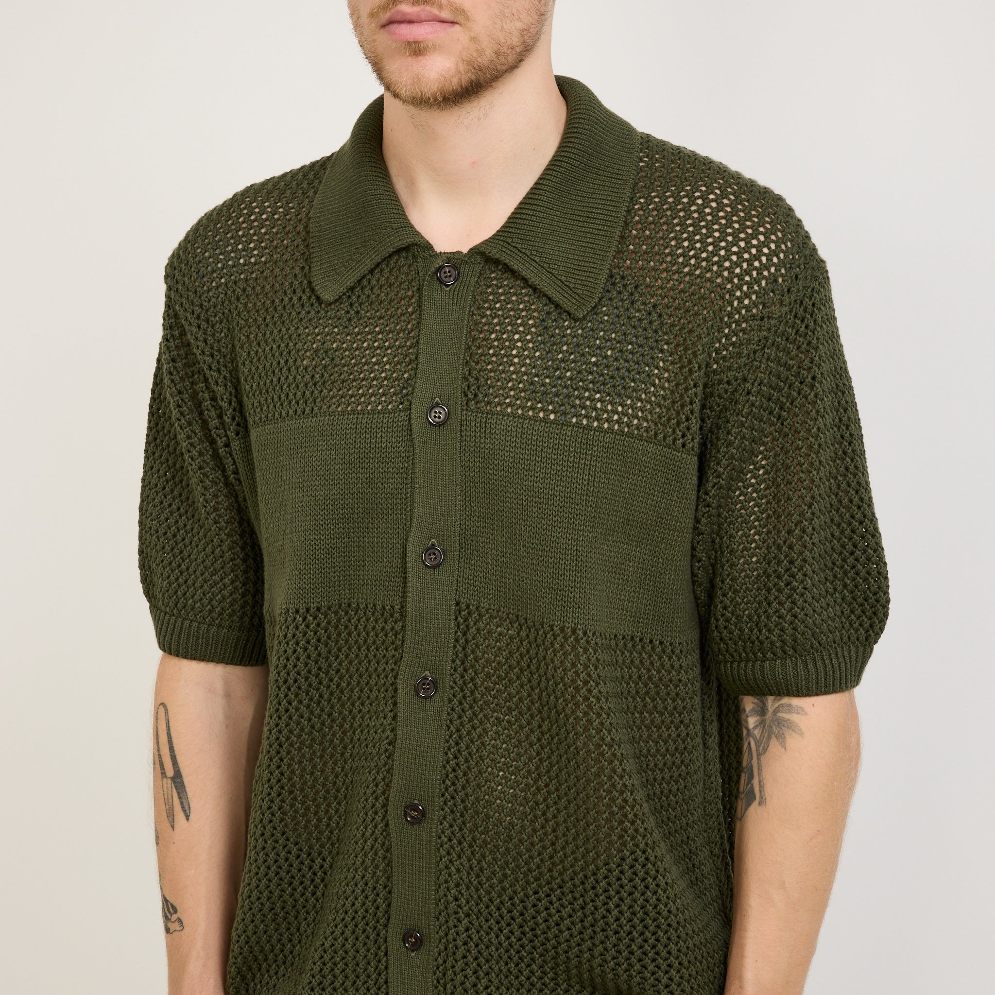 Universal Works | S/S Knit Shirt Open Knit Olive | Maplestore