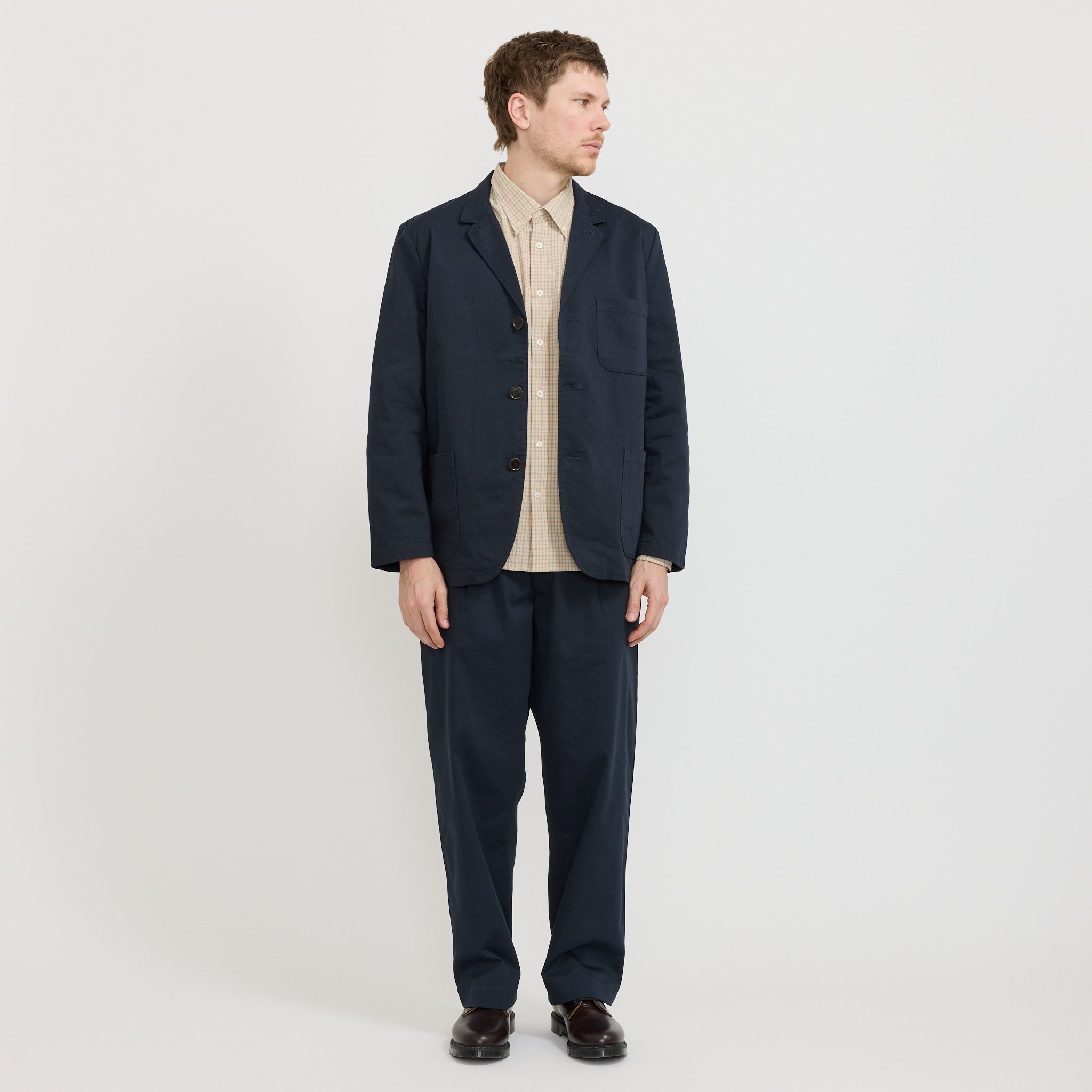 Three Button Jacket Twill Navy