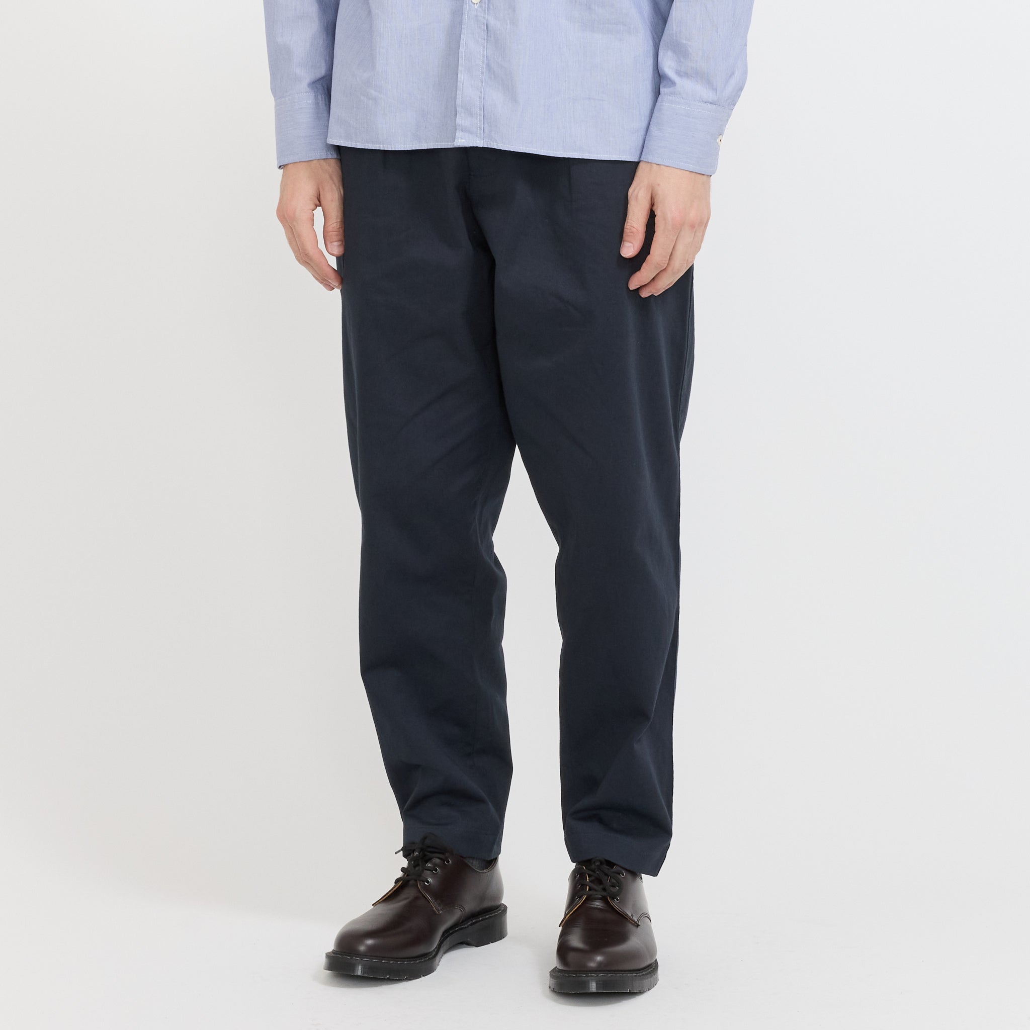 Pleated Track Pant Twill Navy