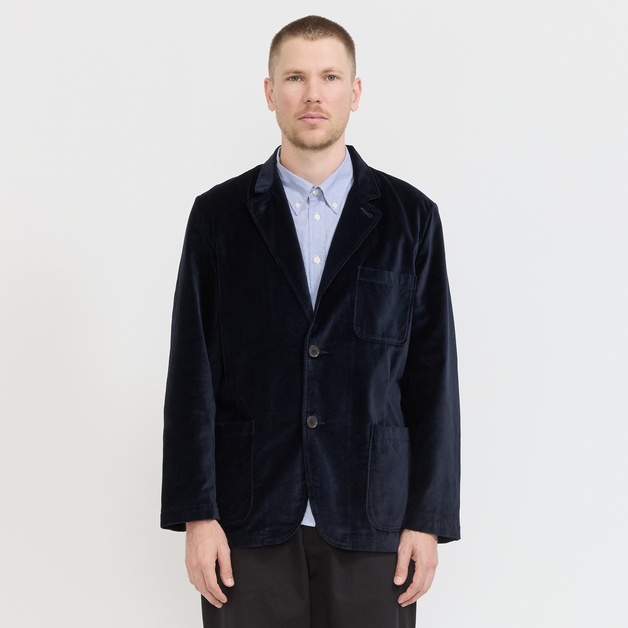 Two Button Jacket Velveteen Navy