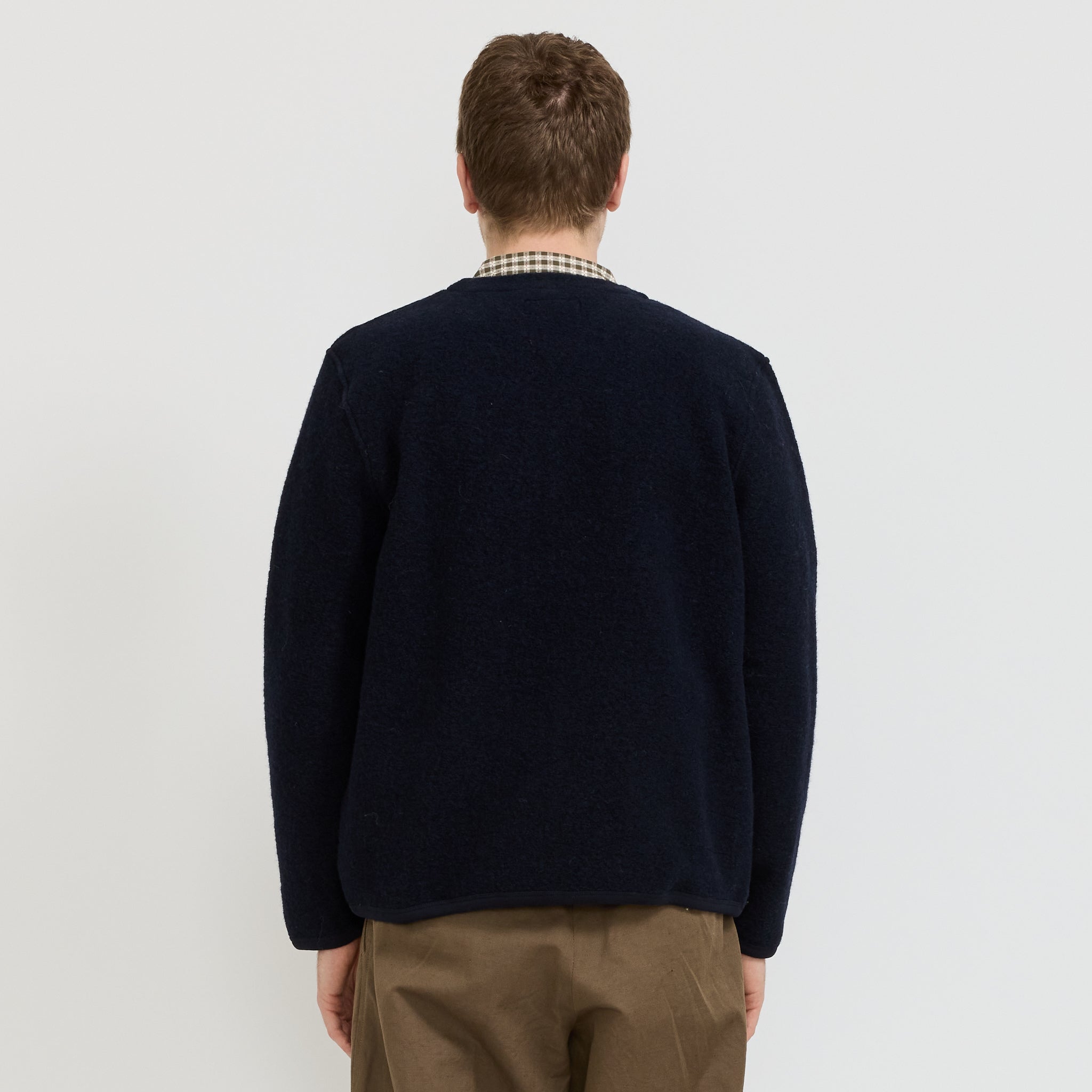 Wool Fleece Cardigan Navy