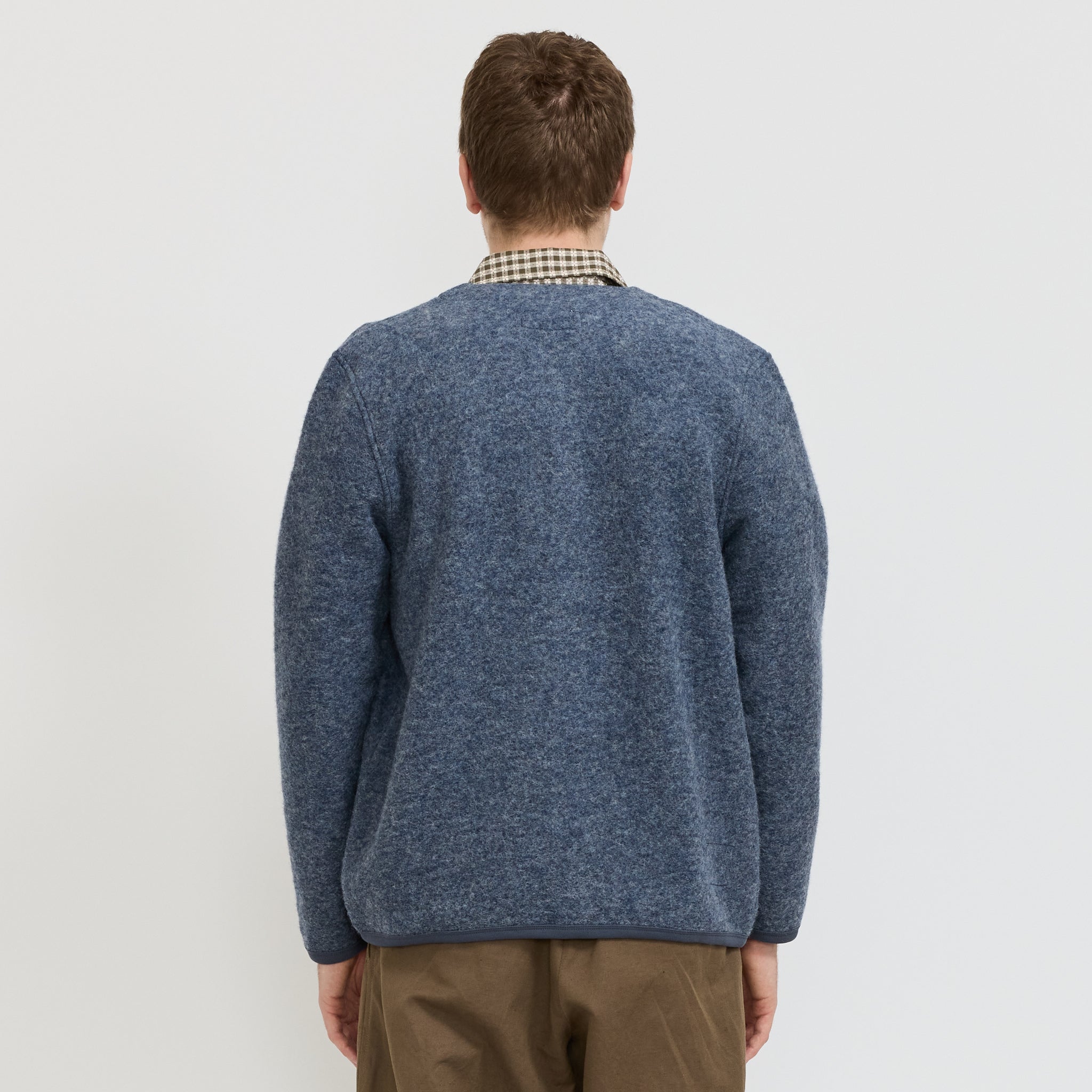 Universal Works | Wool Fleece Cardigan Slate Blue | Maplestore