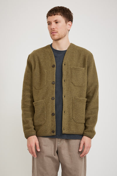 Universal Works | Wool Fleece Cardigan Lovat | Maplestore