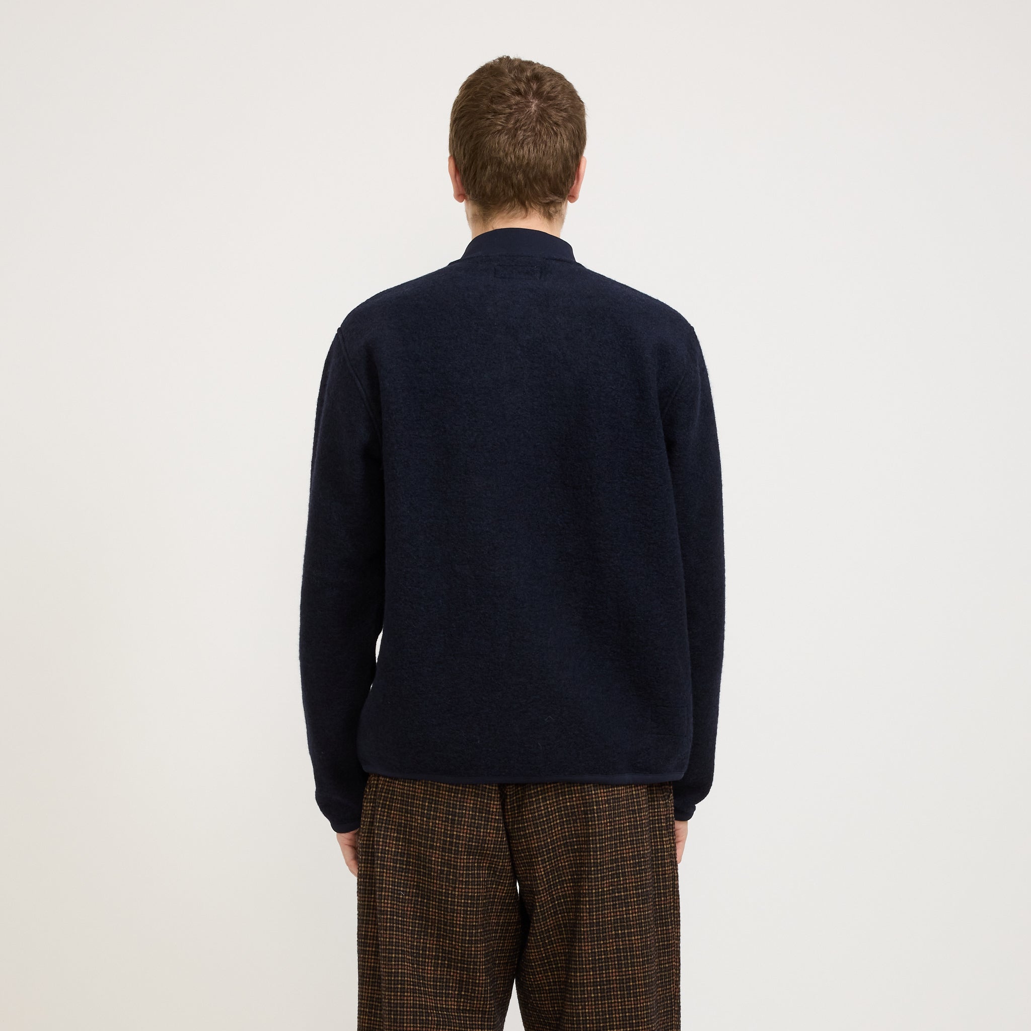 Universal Works | Wool Fleece Zip Bomber Navy | Maplestore
