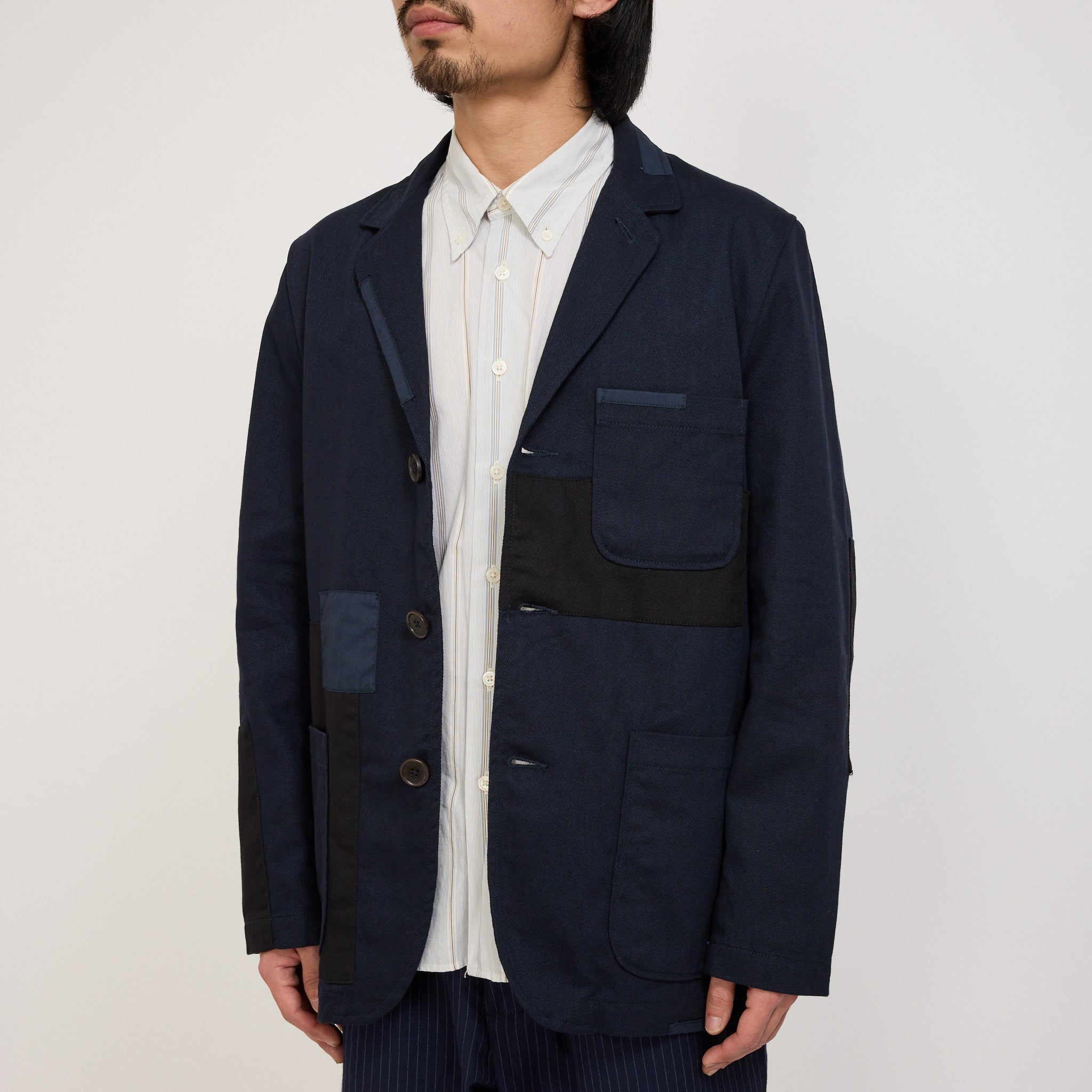 Universal Works | Patched Three Button Jacket Works Twill Mix Navy Mix | Maplestore