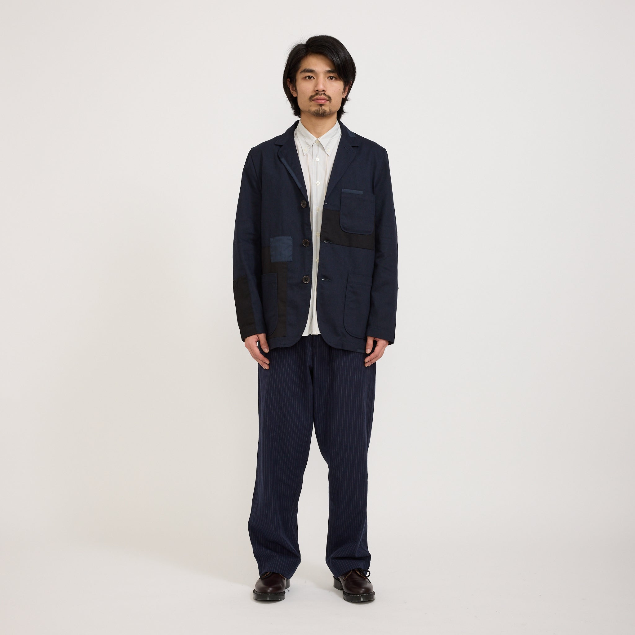 Universal Works | Patched Three Button Jacket Works Twill Mix Navy Mix | Maplestore