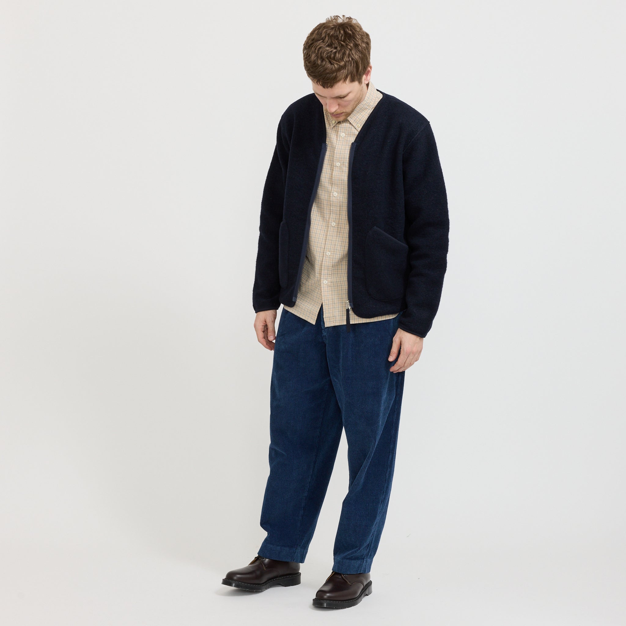 Wool Fleece Zip Liner Jacket Navy