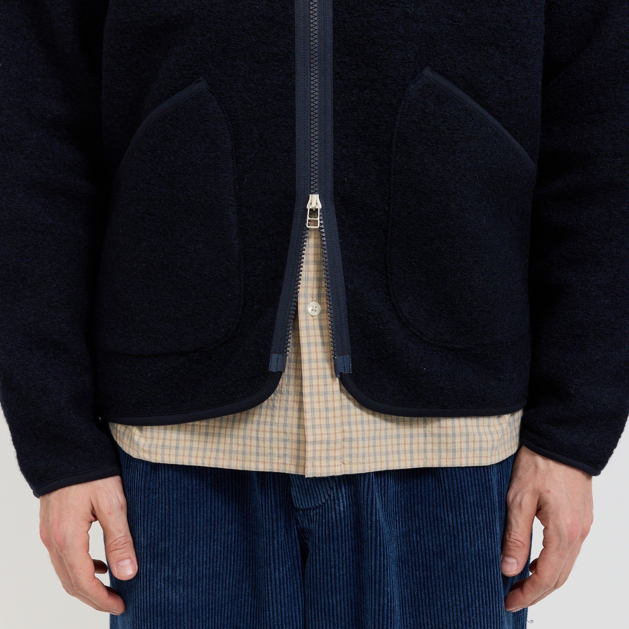 Wool Fleece Zip Liner Jacket Navy