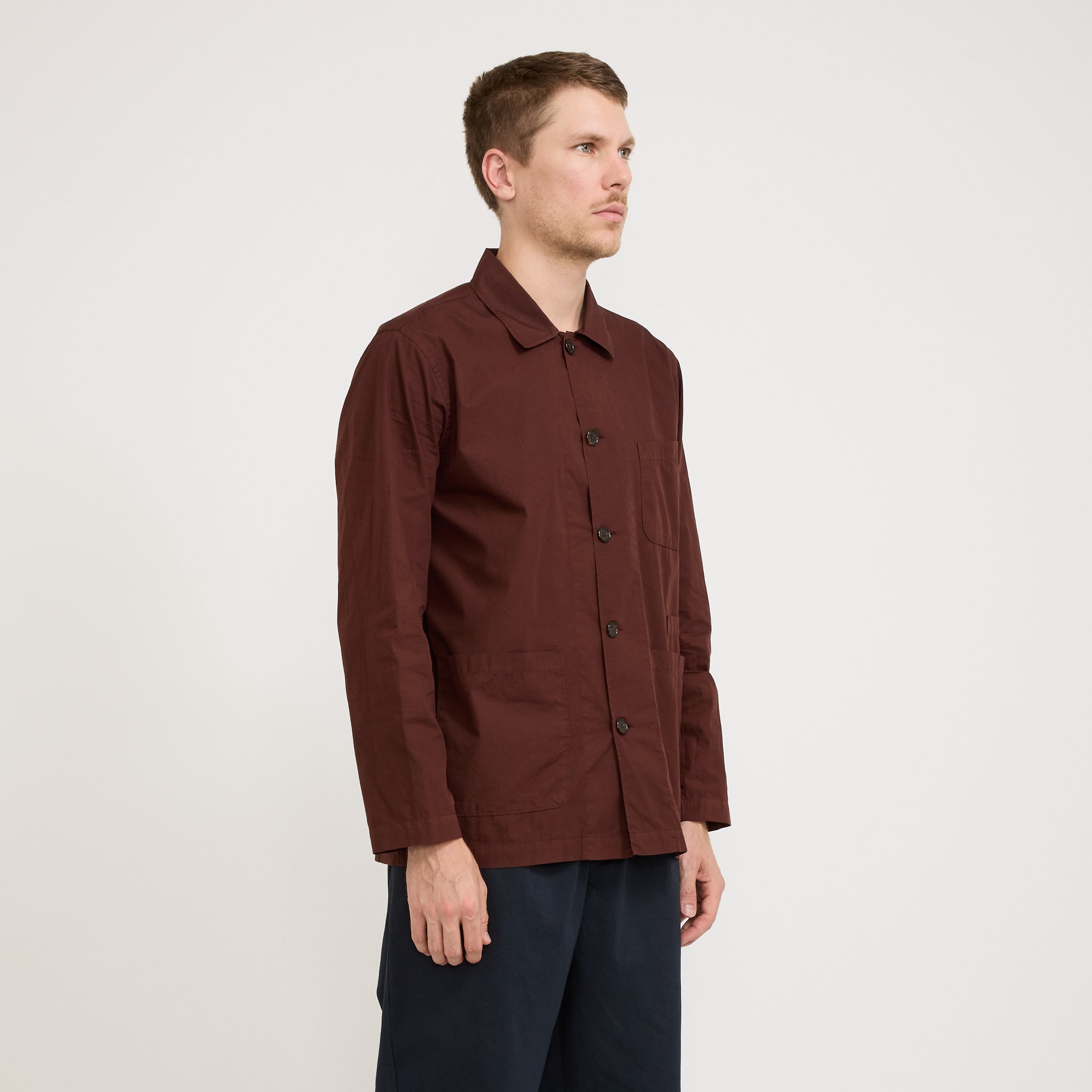 Universal Works | Bakers Overshirt Organic Fine Poplin Rich Brown | Maplestore