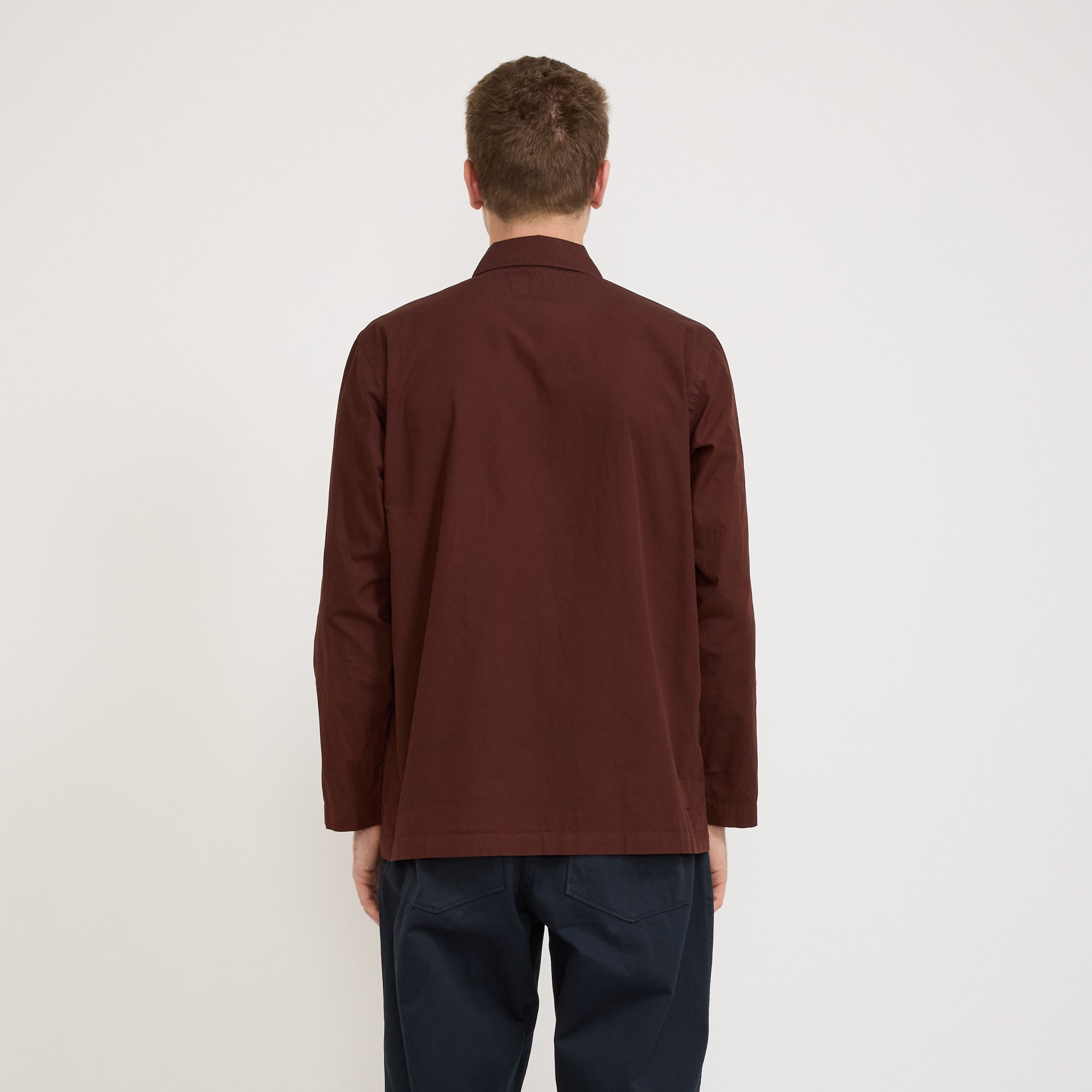 Universal Works | Bakers Overshirt Organic Fine Poplin Rich Brown | Maplestore