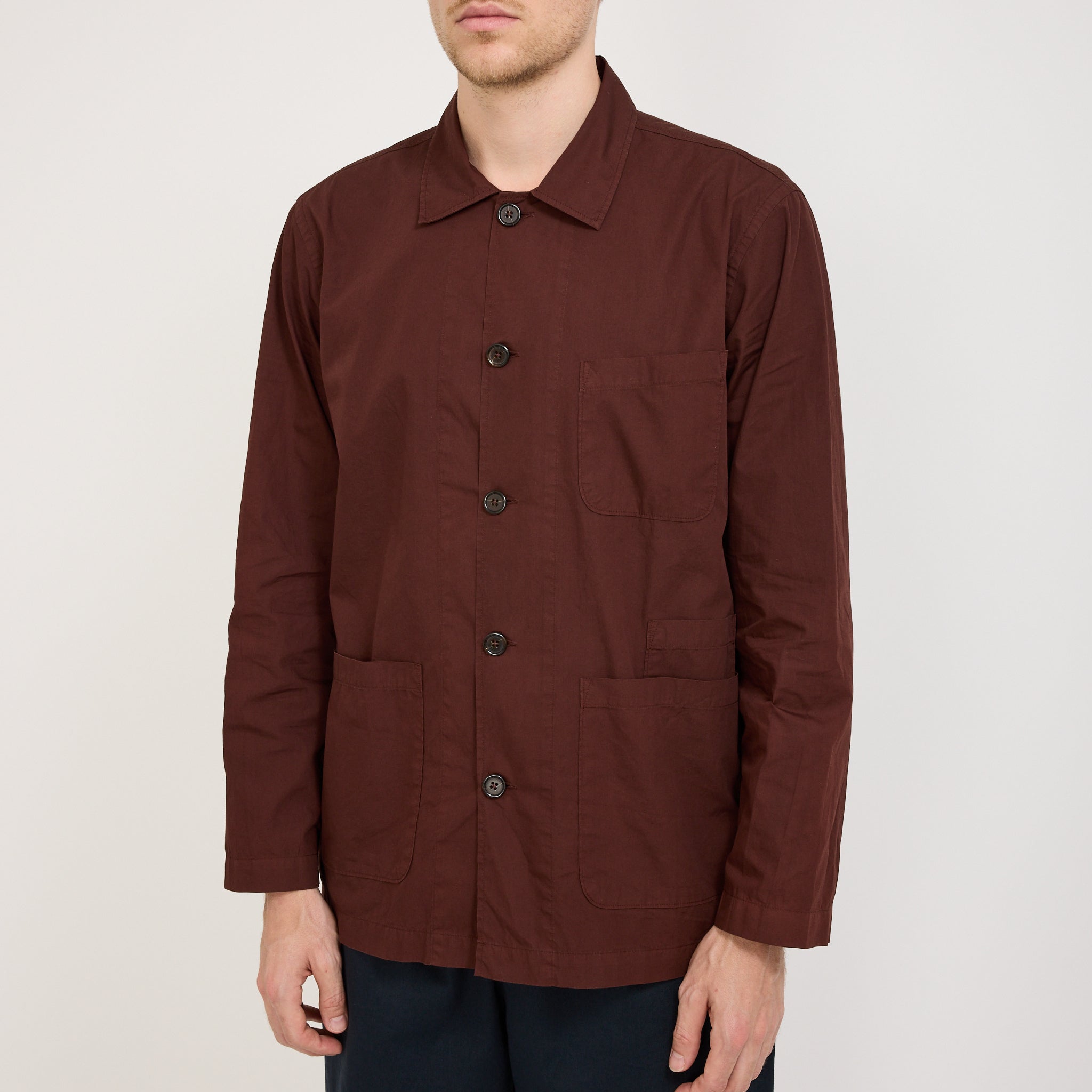 Universal Works | Bakers Overshirt Organic Fine Poplin Rich Brown | Maplestore