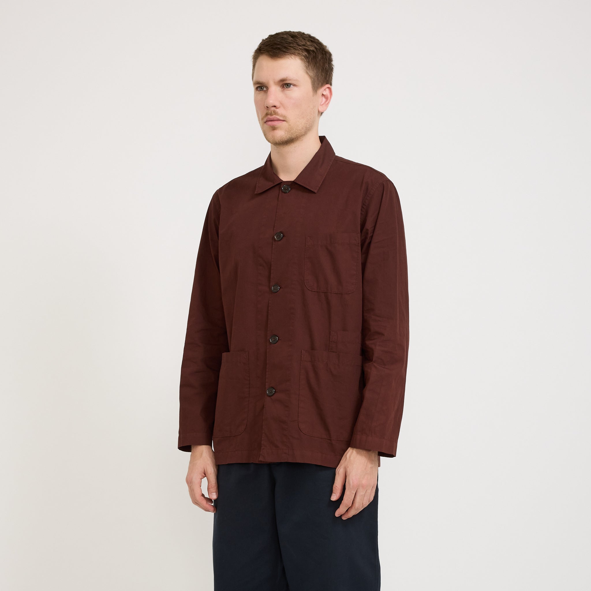 Universal Works | Bakers Overshirt Organic Fine Poplin Rich Brown | Maplestore