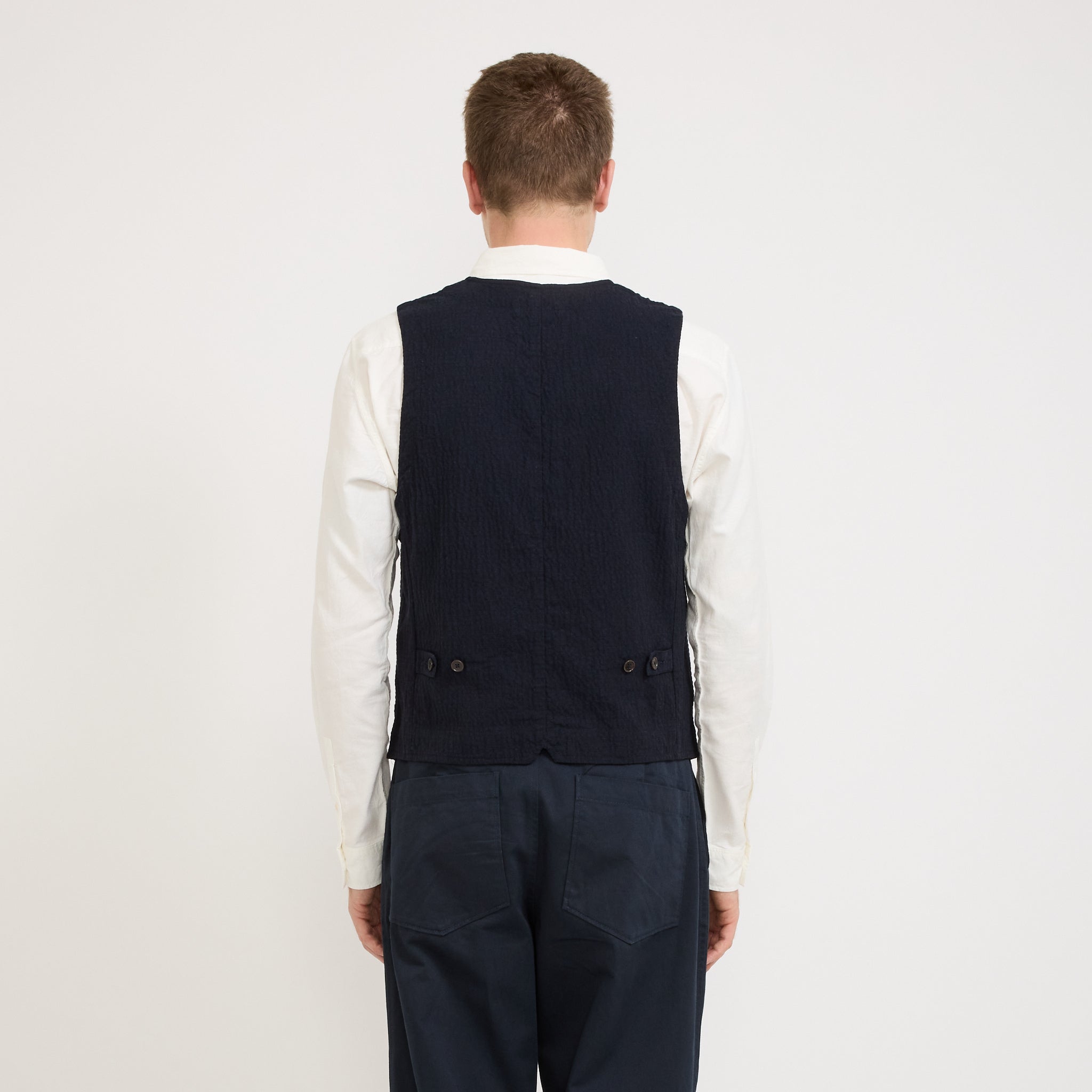 Universal Works | Field Waistcoat Ospina Cotton Dark Navy | Maplestore