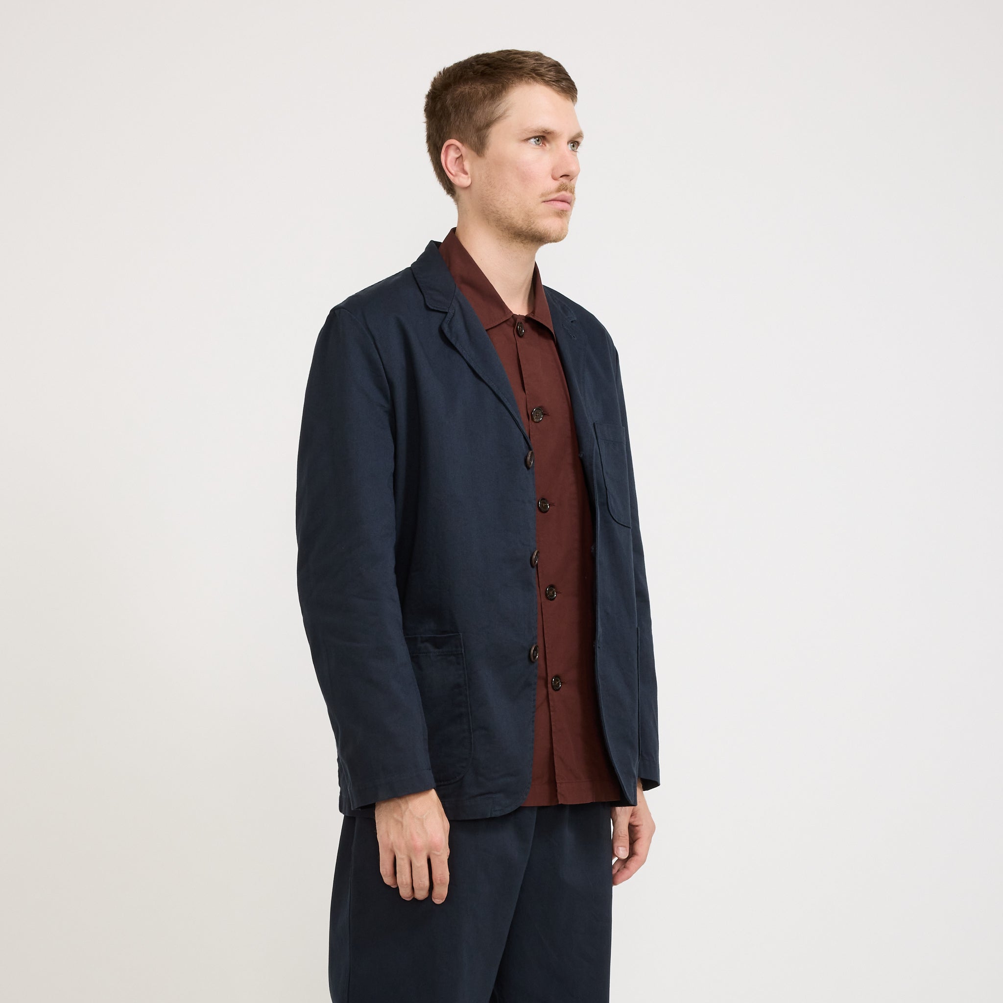Universal Works | Three Button Jacket Twill Navy | Maplestore