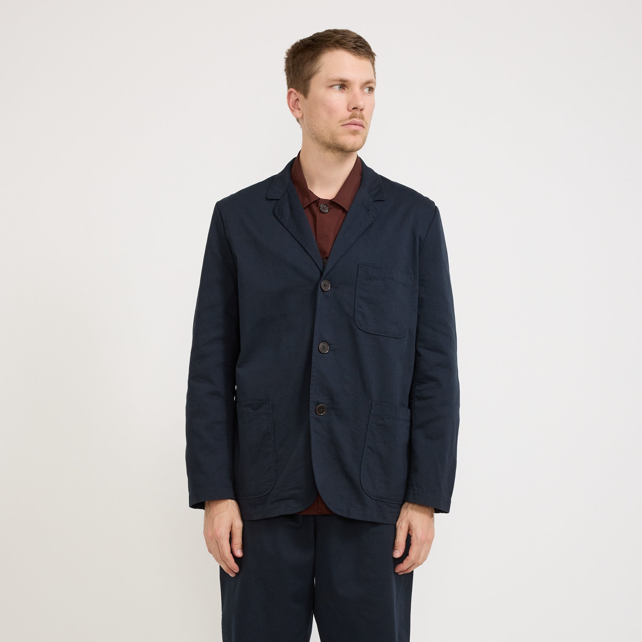 Universal Works | Three Button Jacket Twill Navy | Maplestore