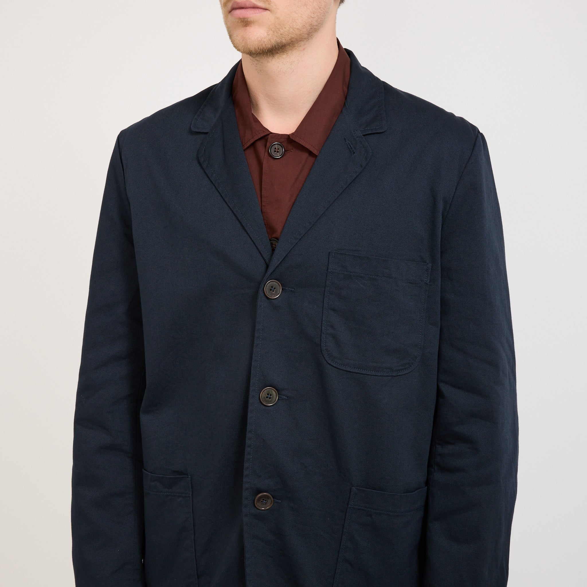 Universal Works | Three Button Jacket Twill Navy | Maplestore