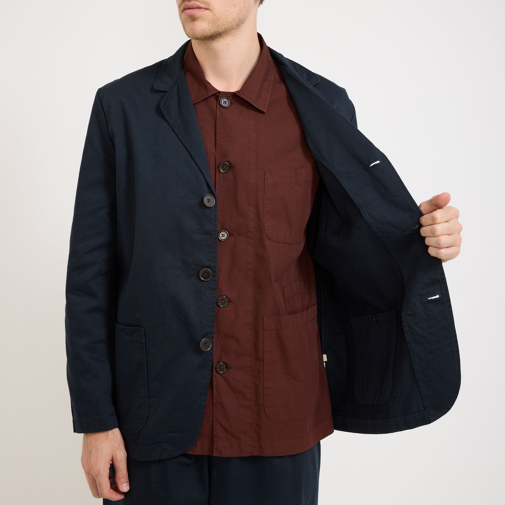 Universal Works | Three Button Jacket Twill Navy | Maplestore