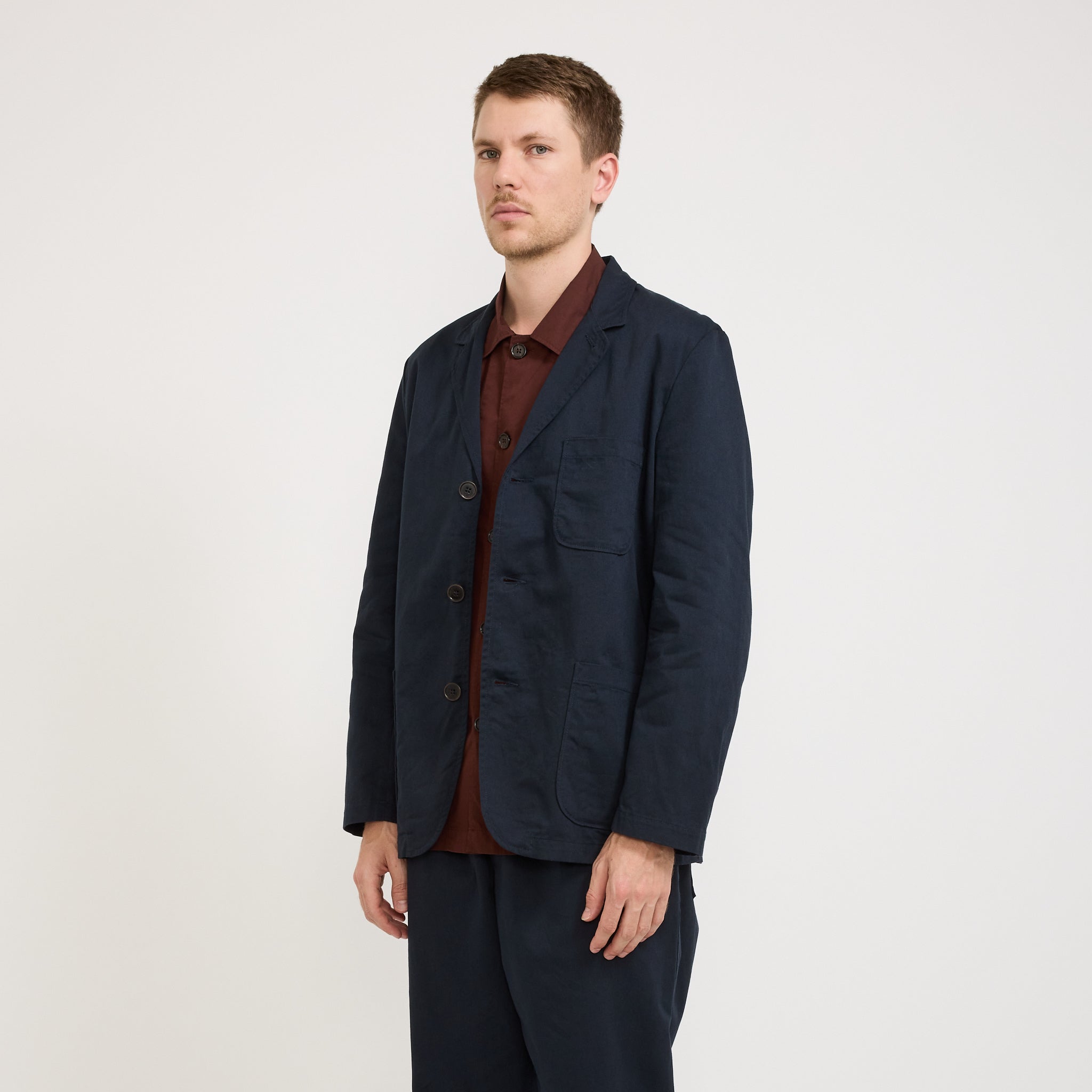 Universal Works | Three Button Jacket Twill Navy | Maplestore