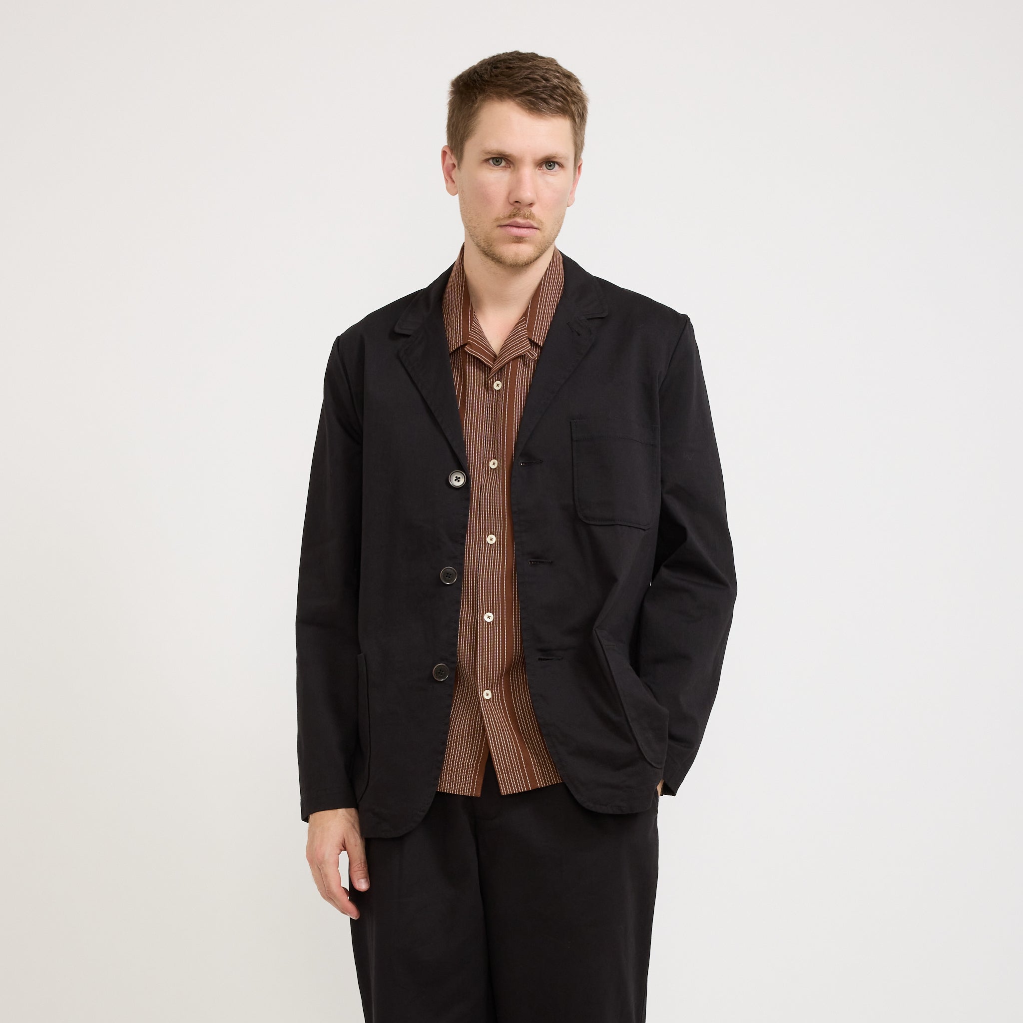 Universal Works | Three Button Jacket Twill Black | Maplestore