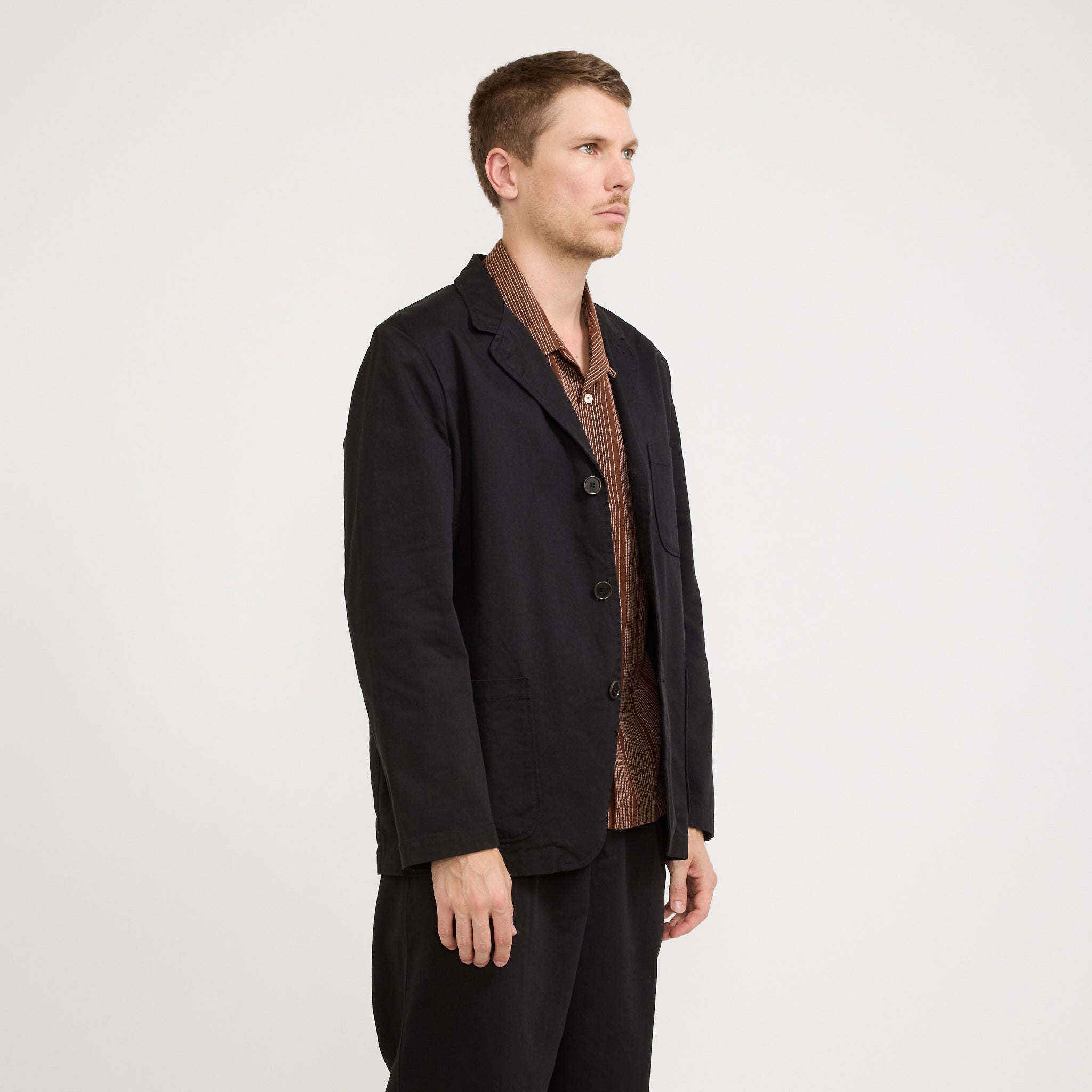Universal Works | Three Button Jacket Twill Black | Maplestore