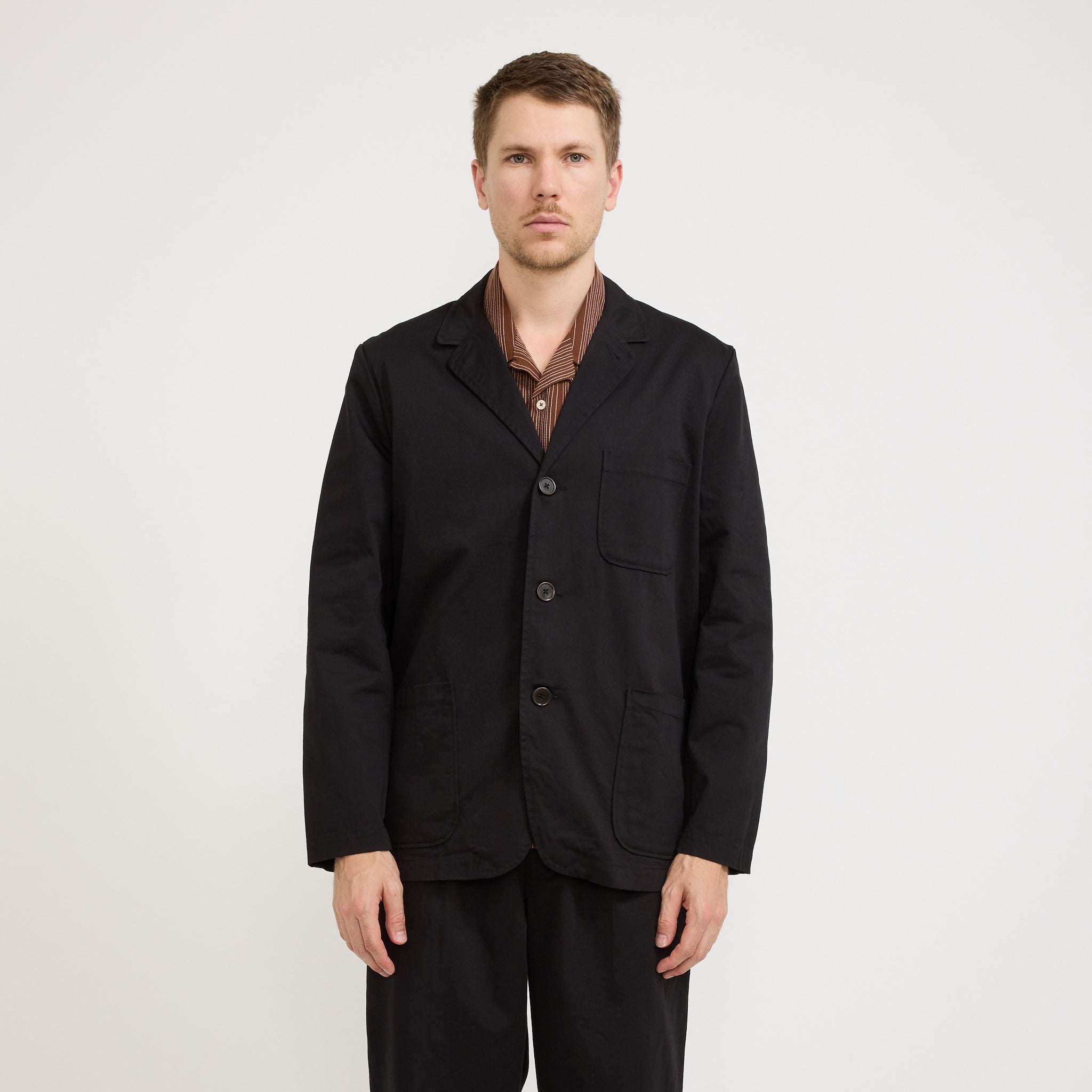 Universal Works | Three Button Jacket Twill Black | Maplestore