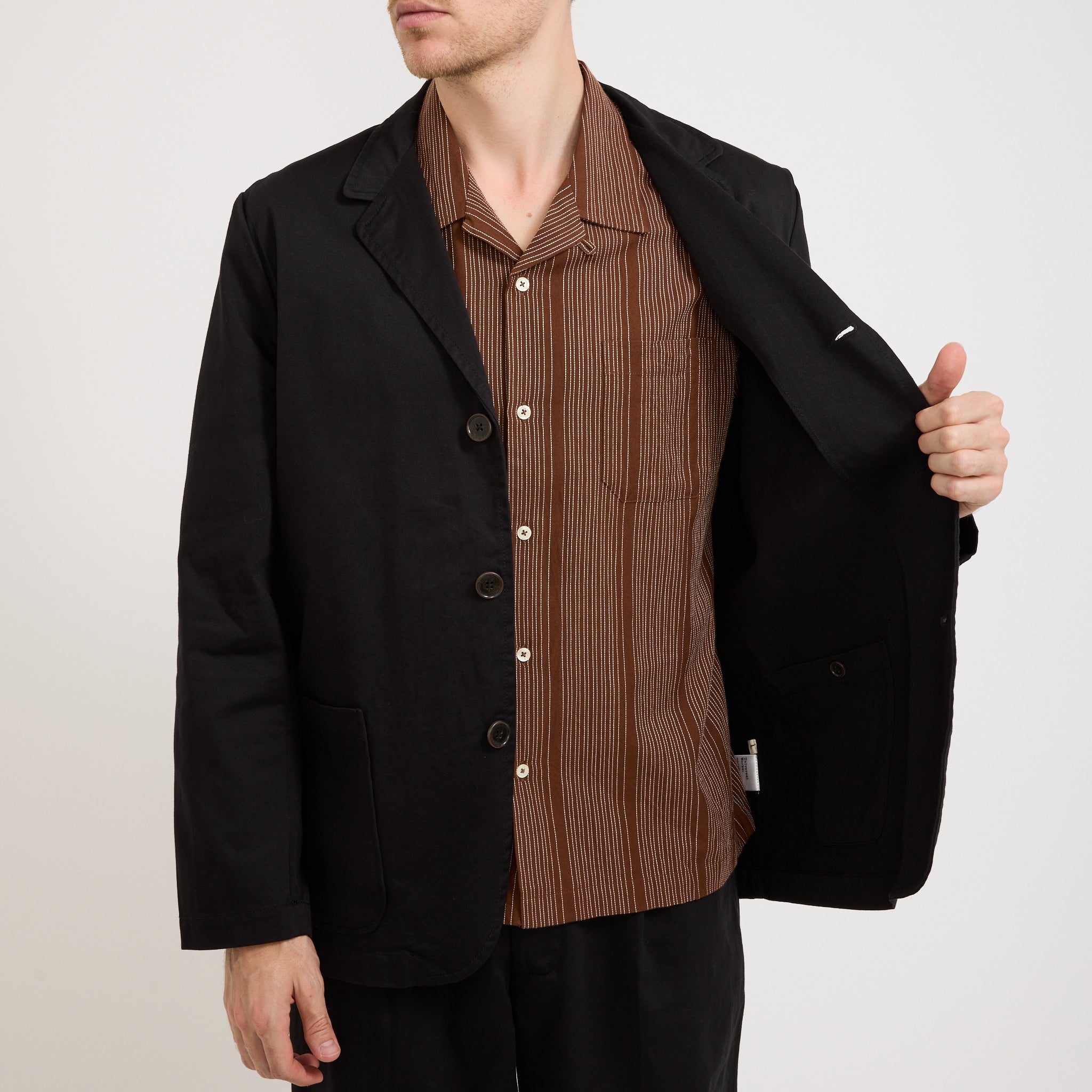 Universal Works | Three Button Jacket Twill Black | Maplestore