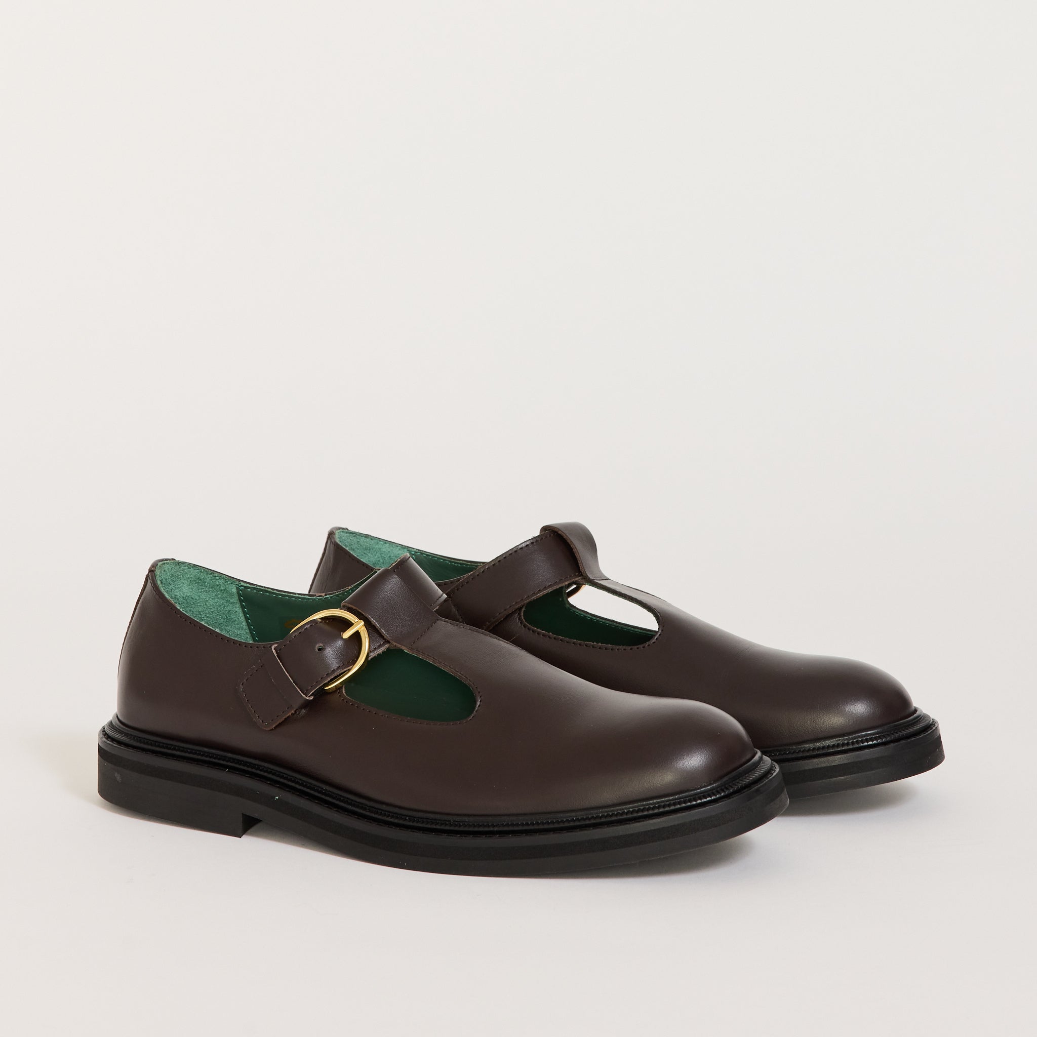 Vinny's | Vinnee T-Strap Derby Dark Brown Leather Womens | Maplestore