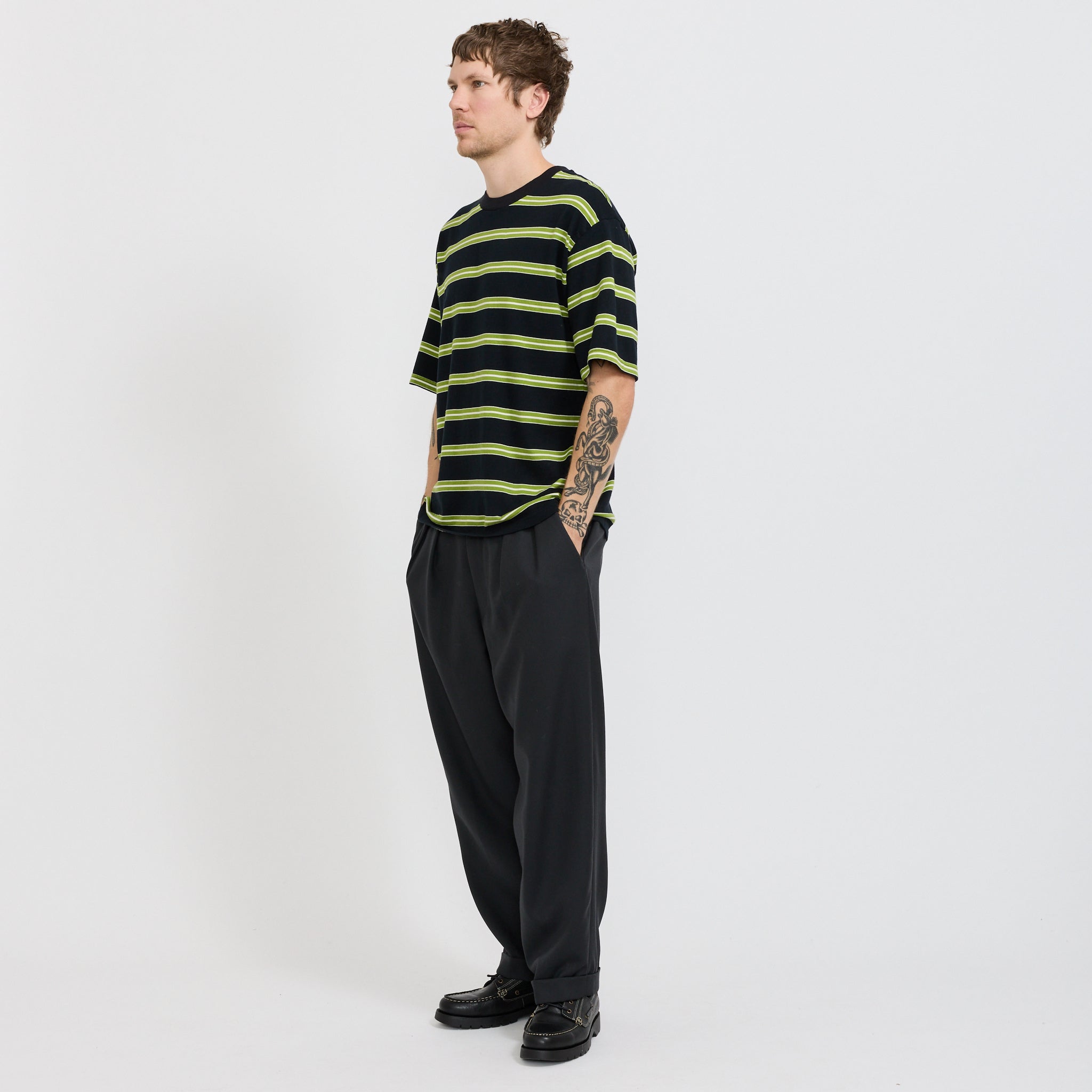 S/S Stripe Tee Black/Green