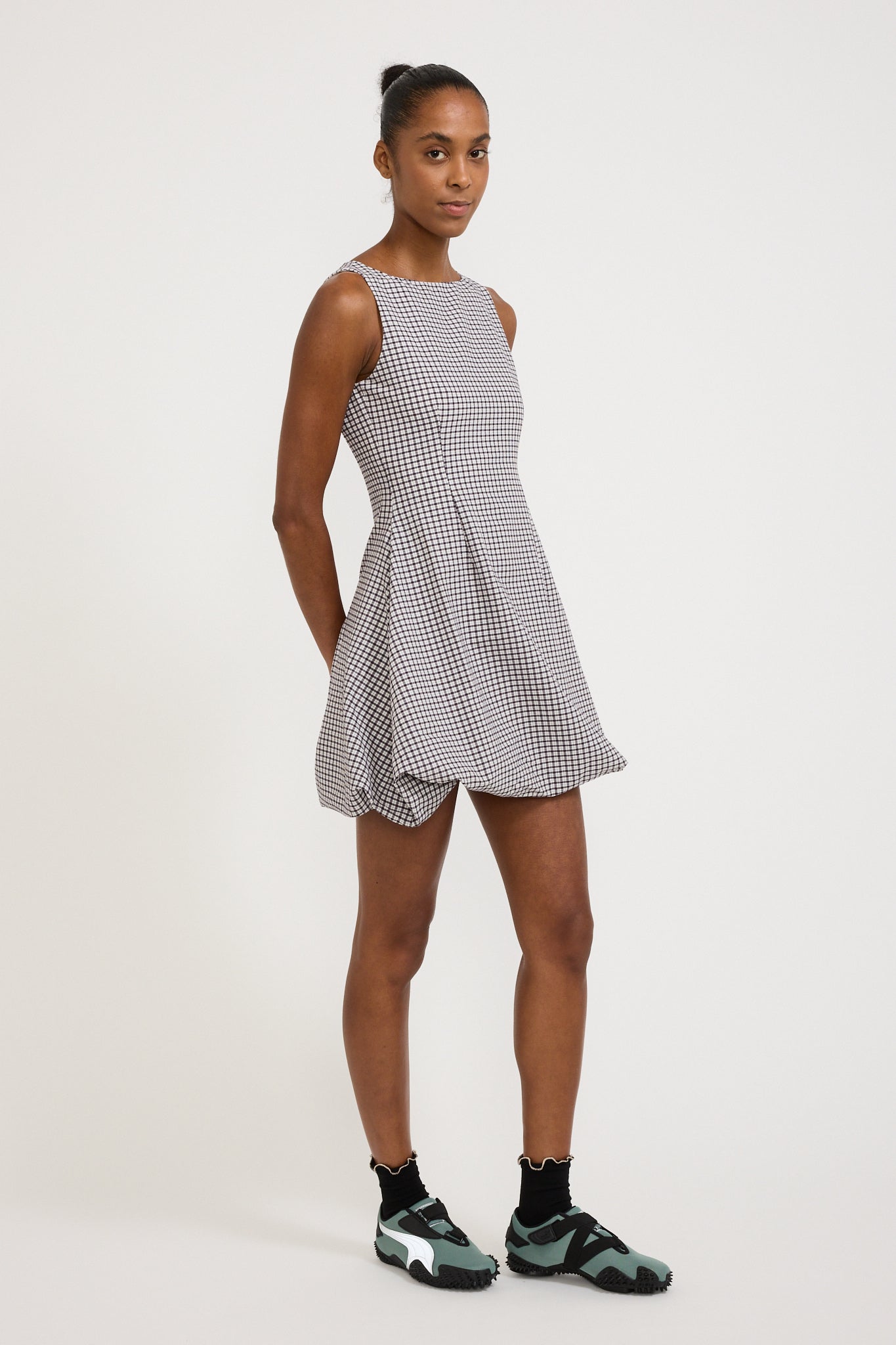 Wynn Hamlyn | Bobbie Mini Dress Black Gingham | Maplestore