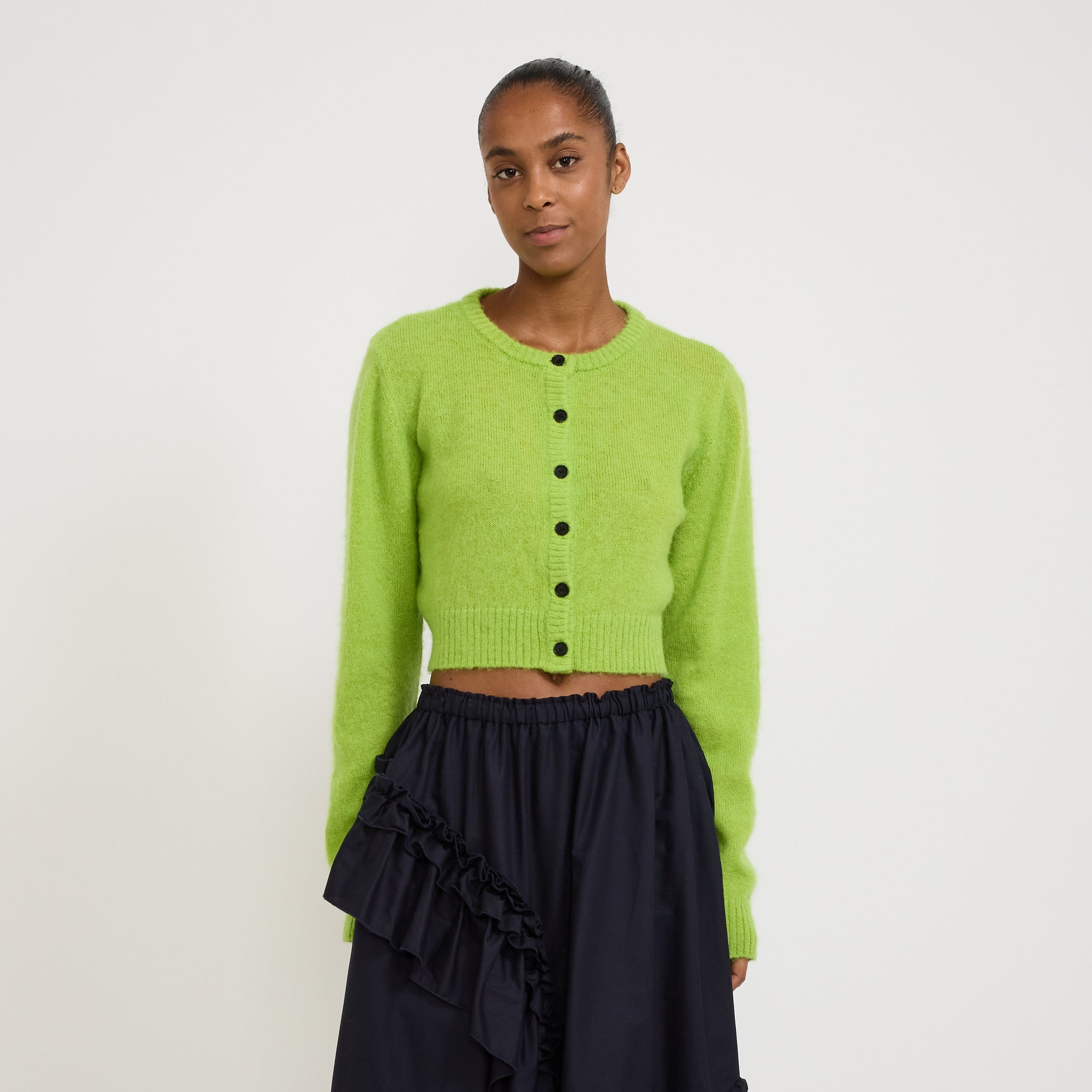 Fluffy Mohair Cardigan Acid Green