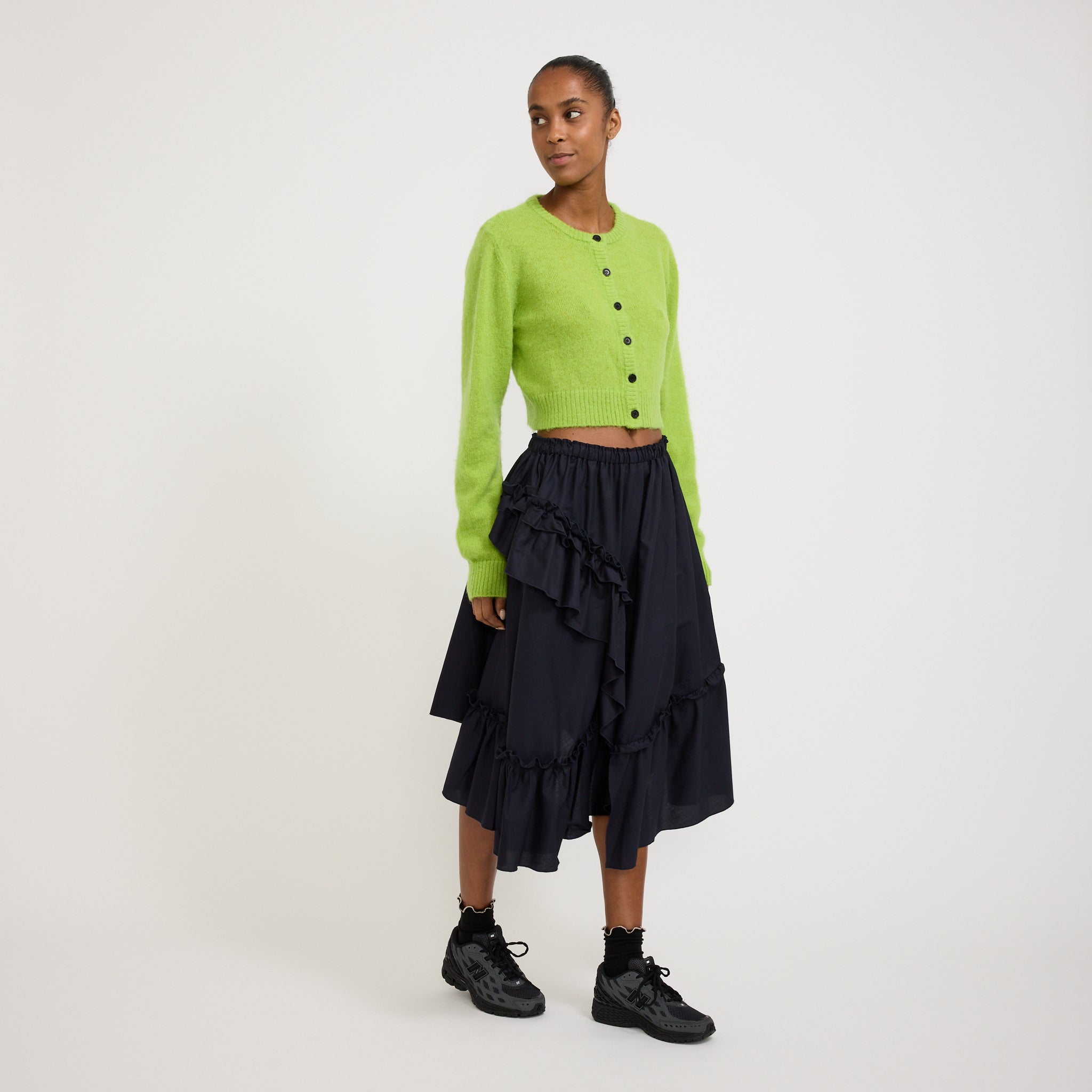 Fluffy Mohair Cardigan Acid Green