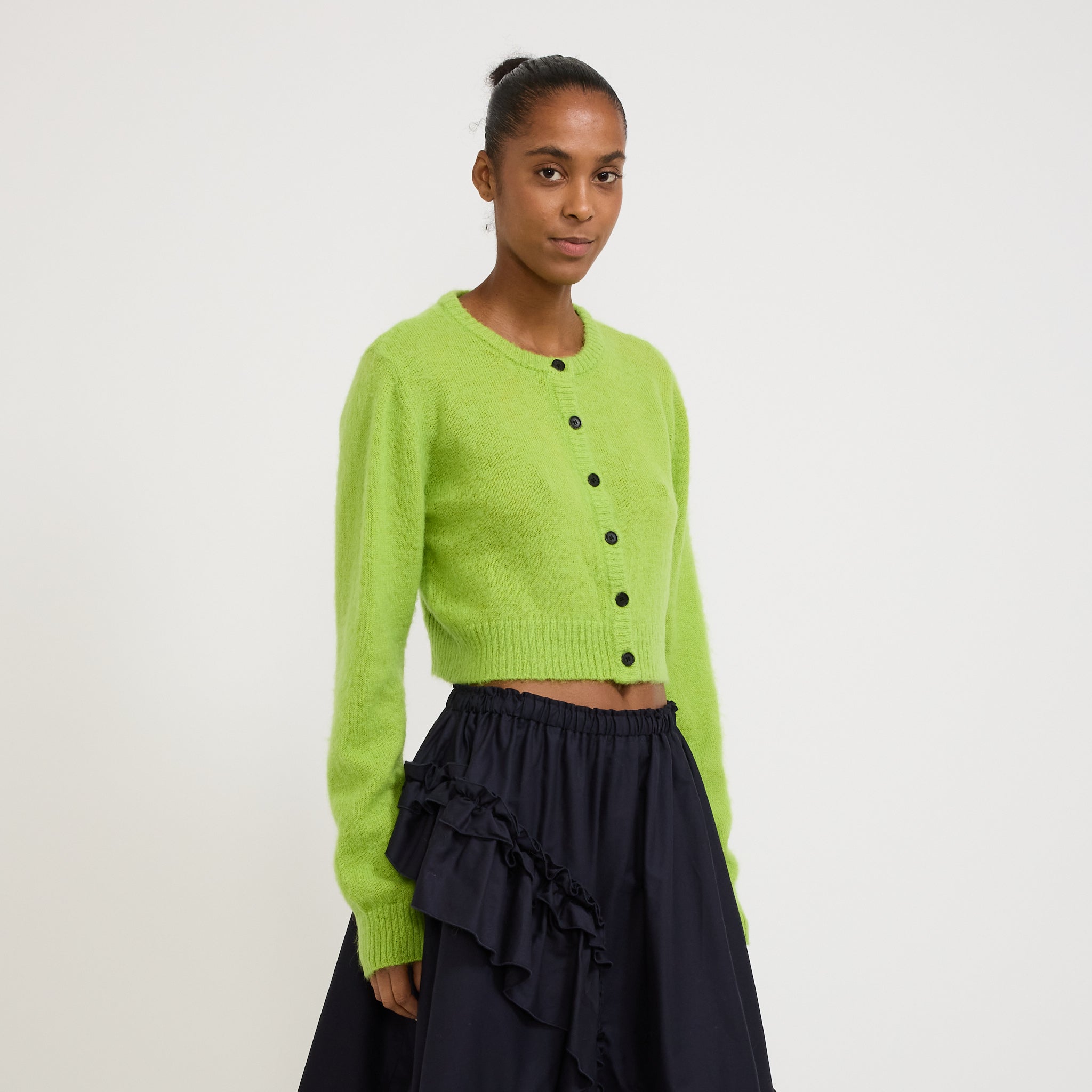 Fluffy Mohair Cardigan Acid Green