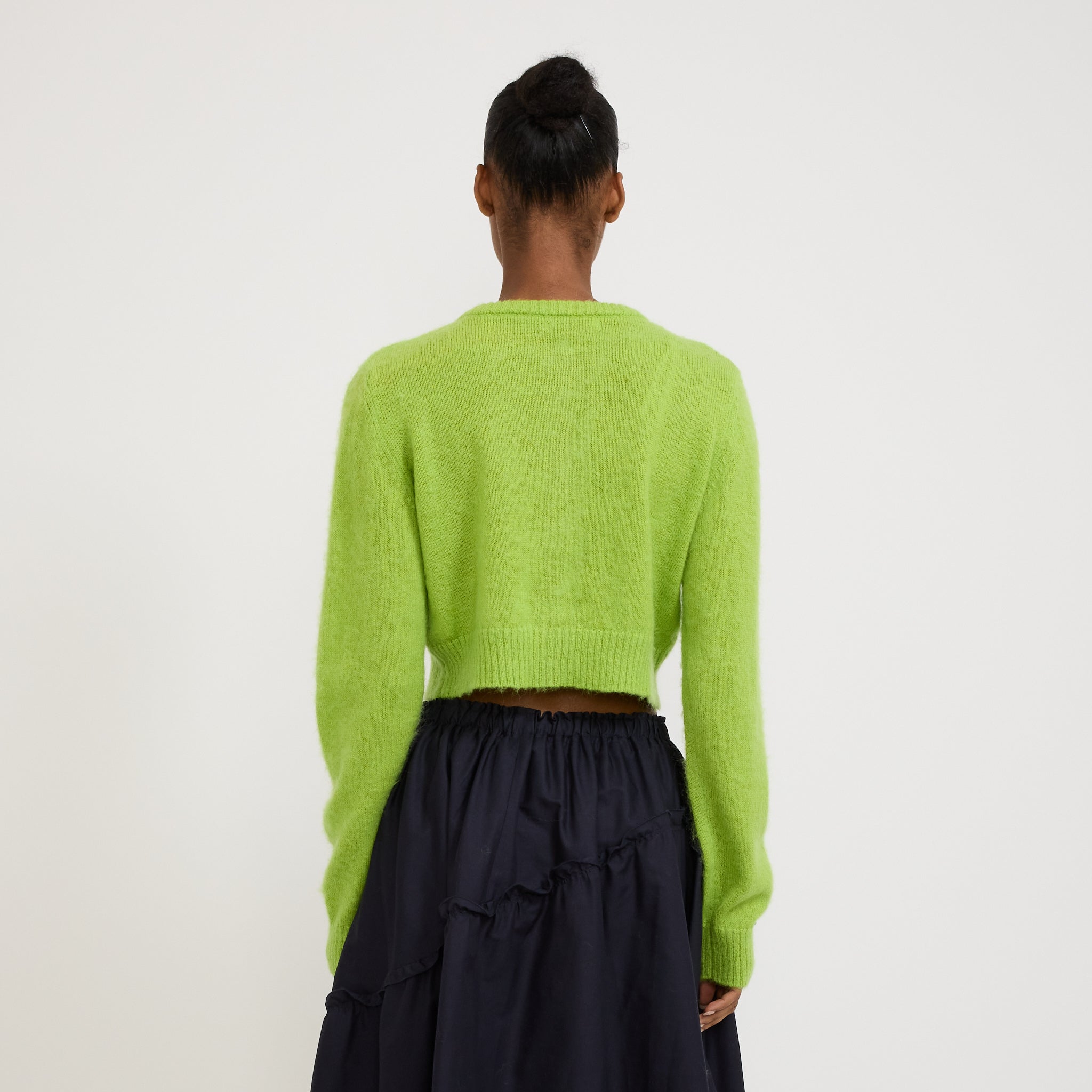 Fluffy Mohair Cardigan Acid Green