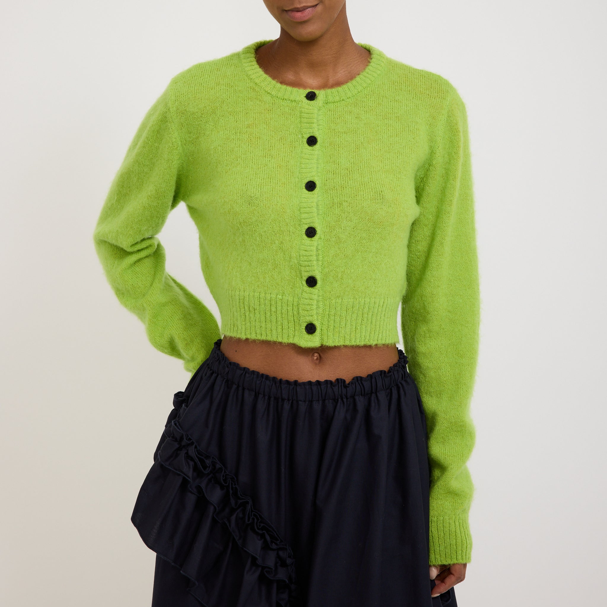 Fluffy Mohair Cardigan Acid Green